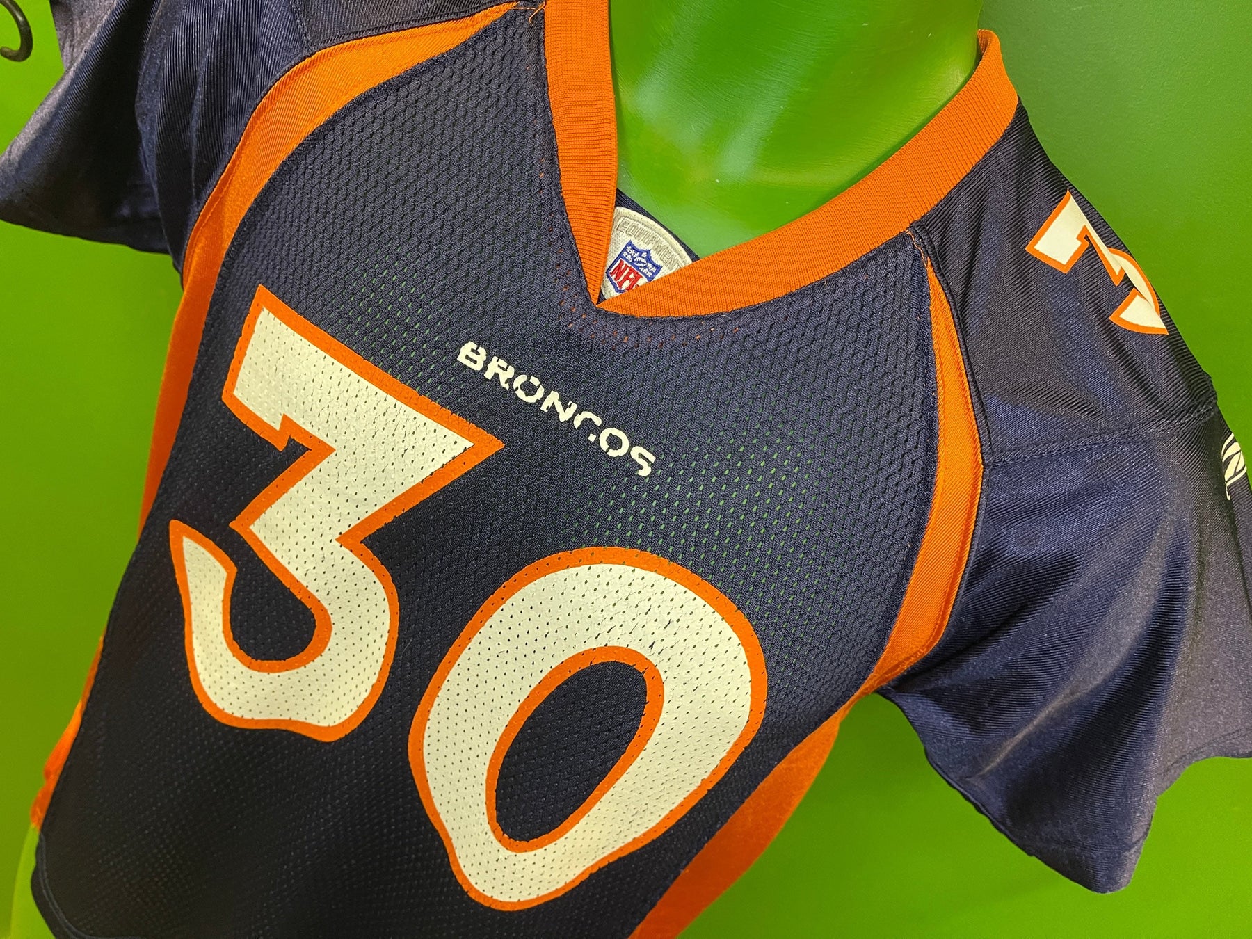 NFL Denver Broncos Mike Bell #30 Blue Jersey Youth Medium 10-12