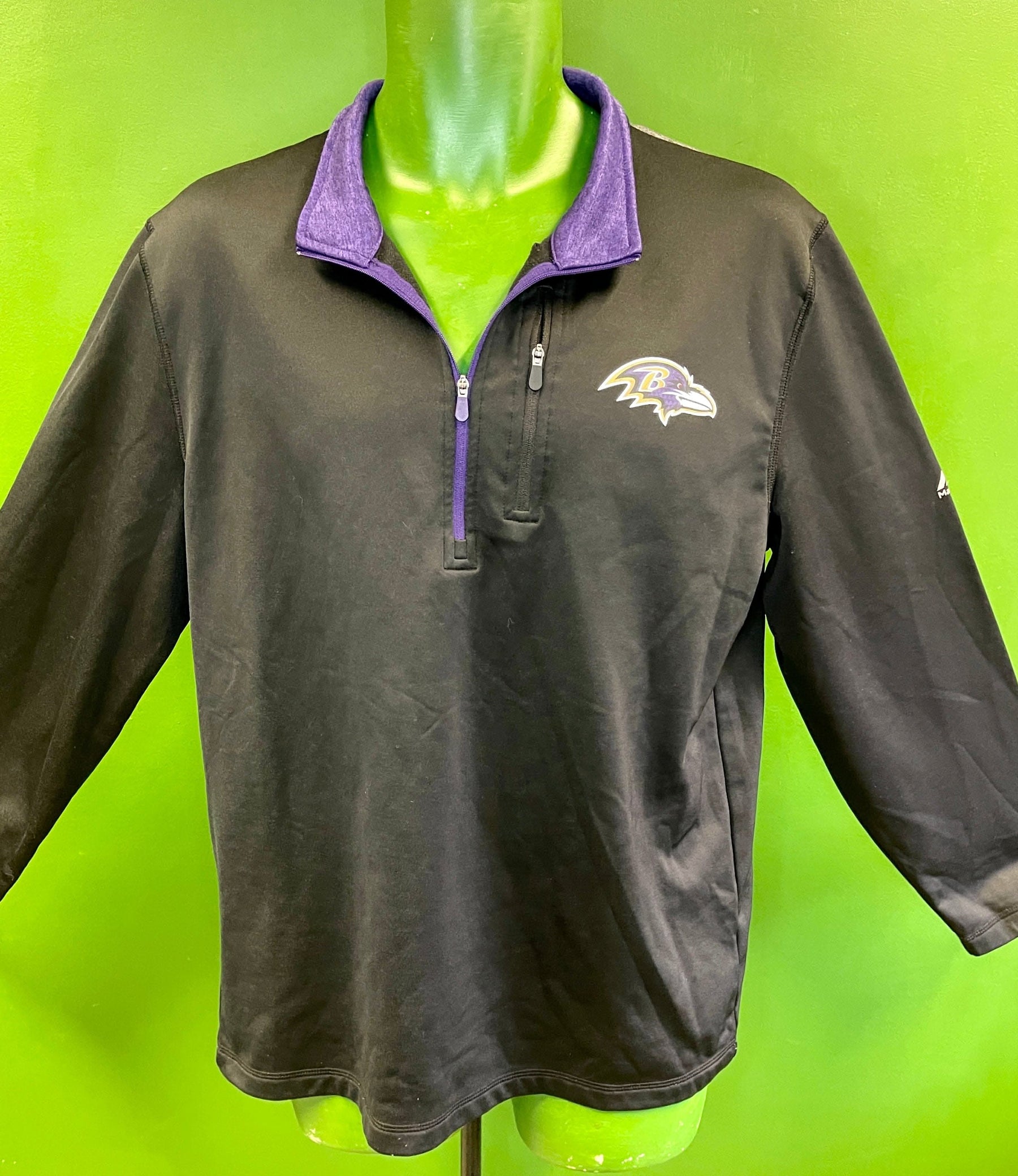 NFL Baltimore Ravens Majestic Cool Base 1/4 Zip Pullover Men's Large