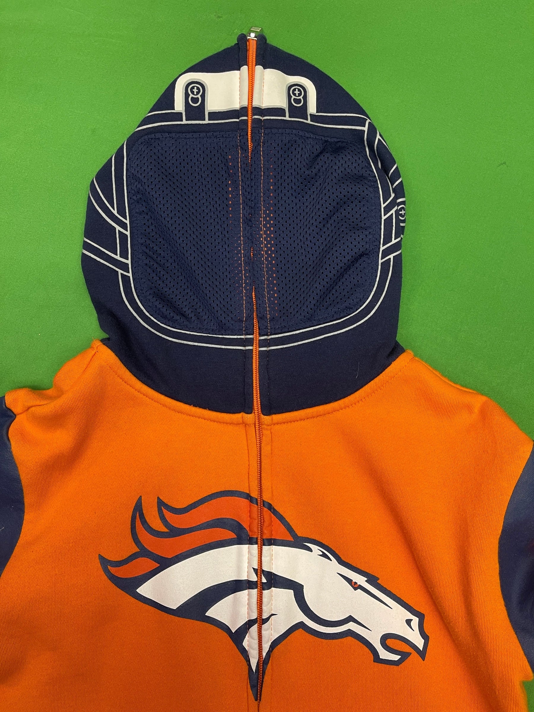 NFL Denver Broncos Full-Zip Helmet Pattern Hoodie Youth Medium 10-12