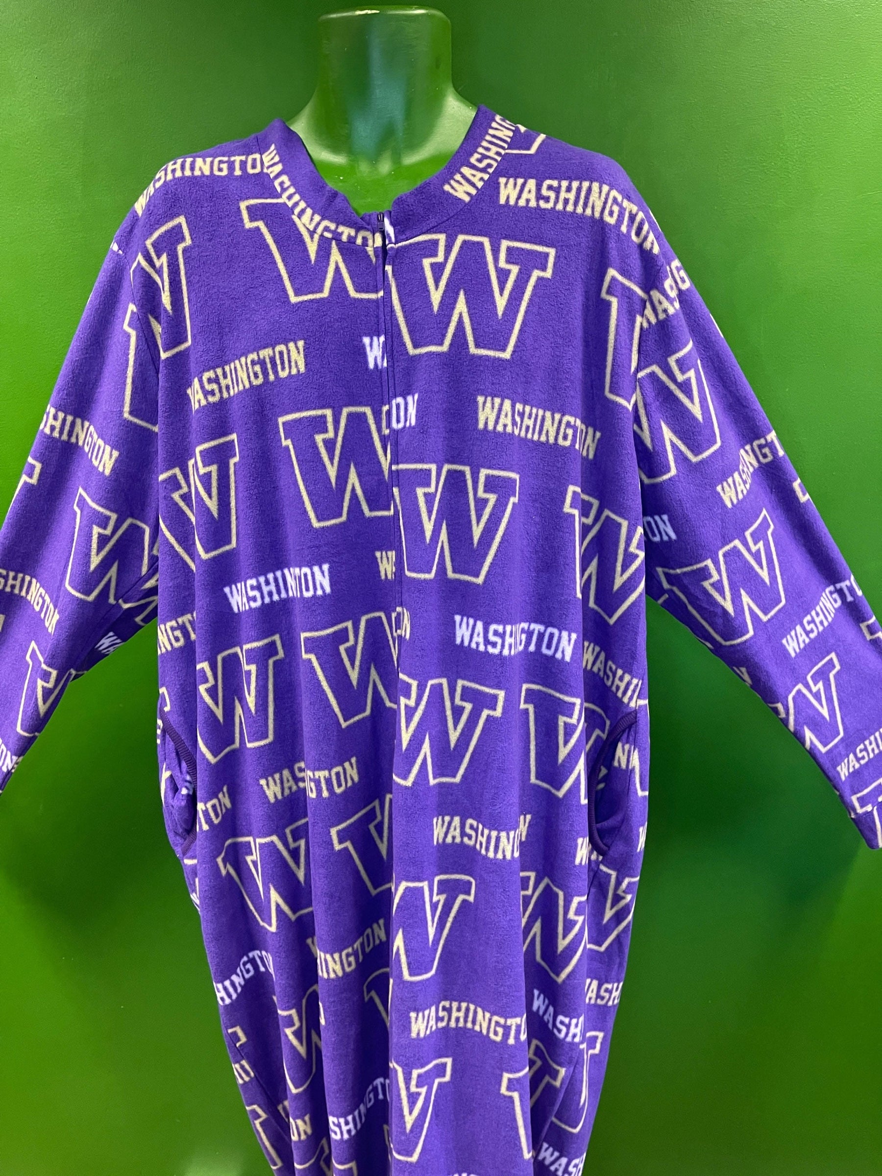 NCAA Washington Huskies Fleece Full-Zip L/S Footed Onesie Pyjamas Men's X-Large