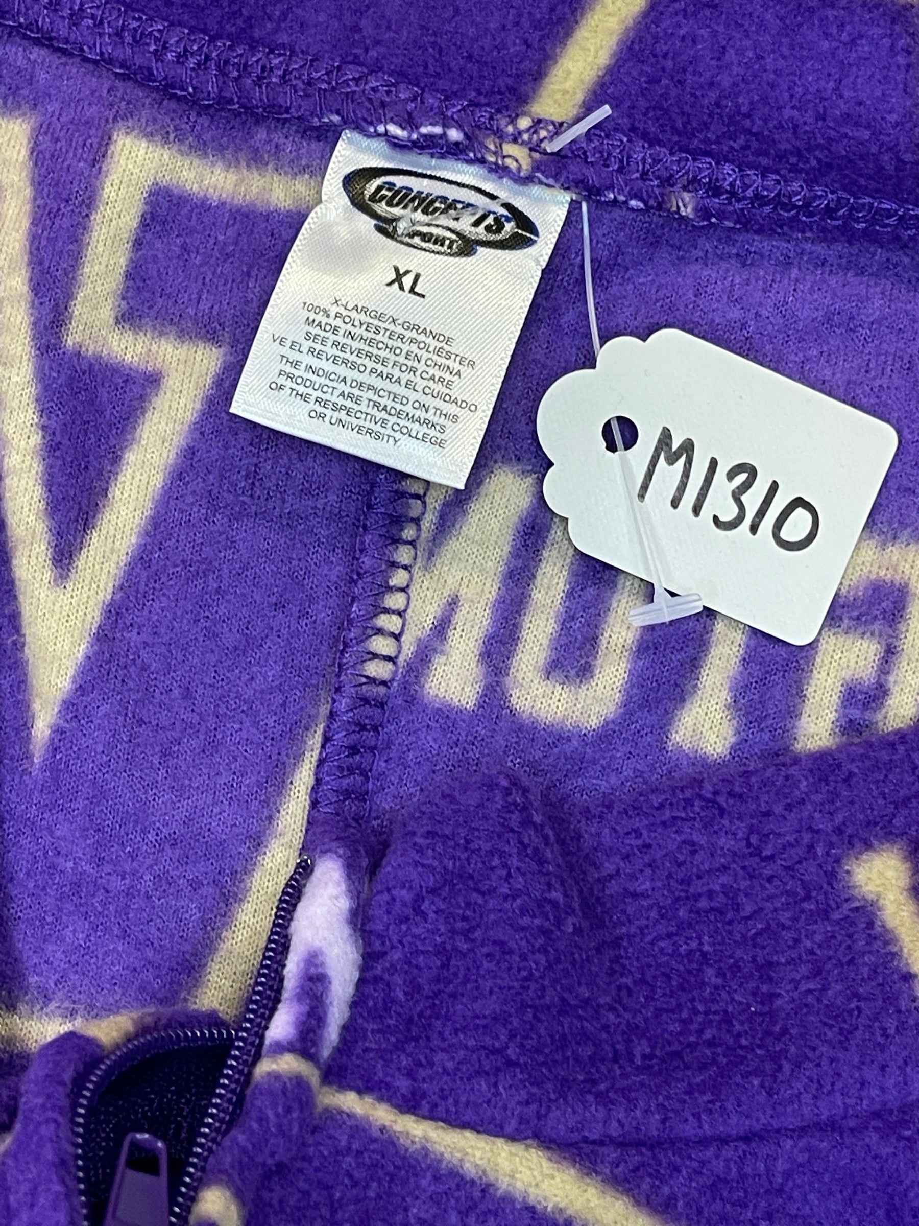 NCAA Washington Huskies Fleece Full-Zip L/S Footed Onesie Pyjamas Men's X-Large