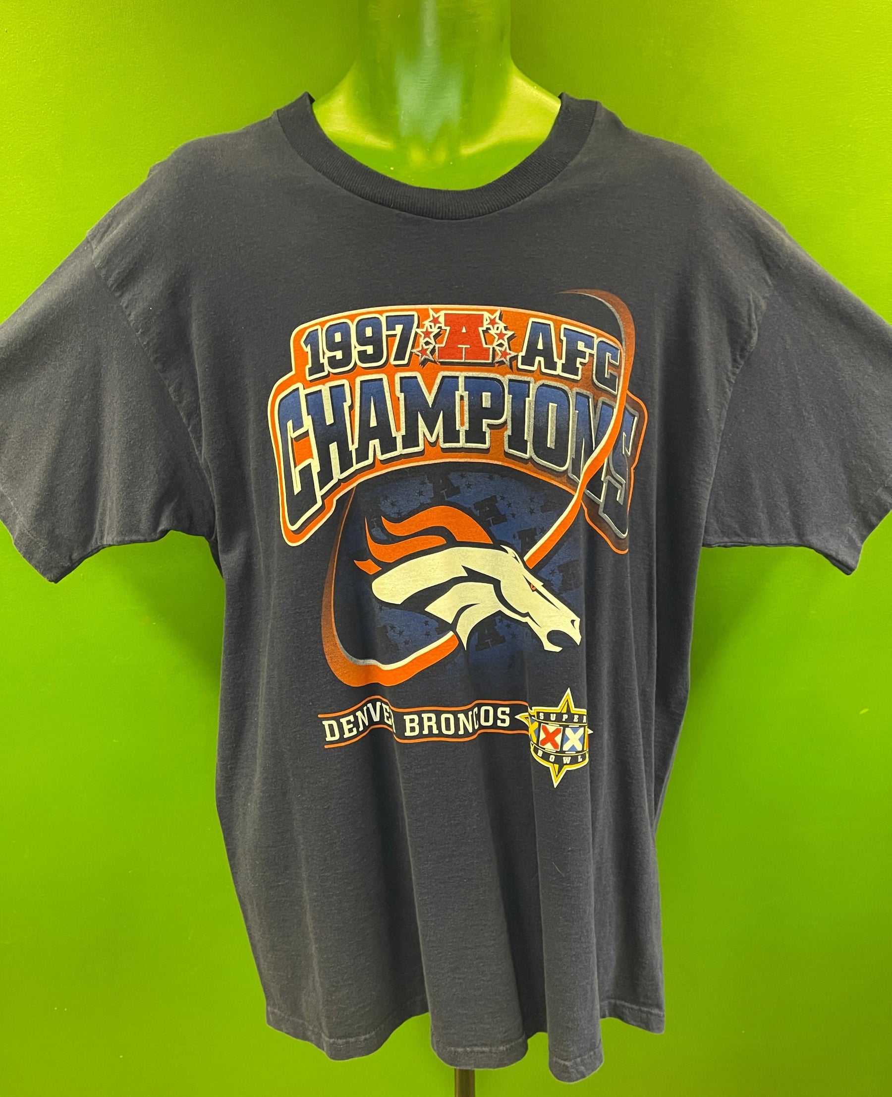 NFL Denver Broncos Vintage Super Bowl XXXII Dark Blue T-Shirt Men's X-Large