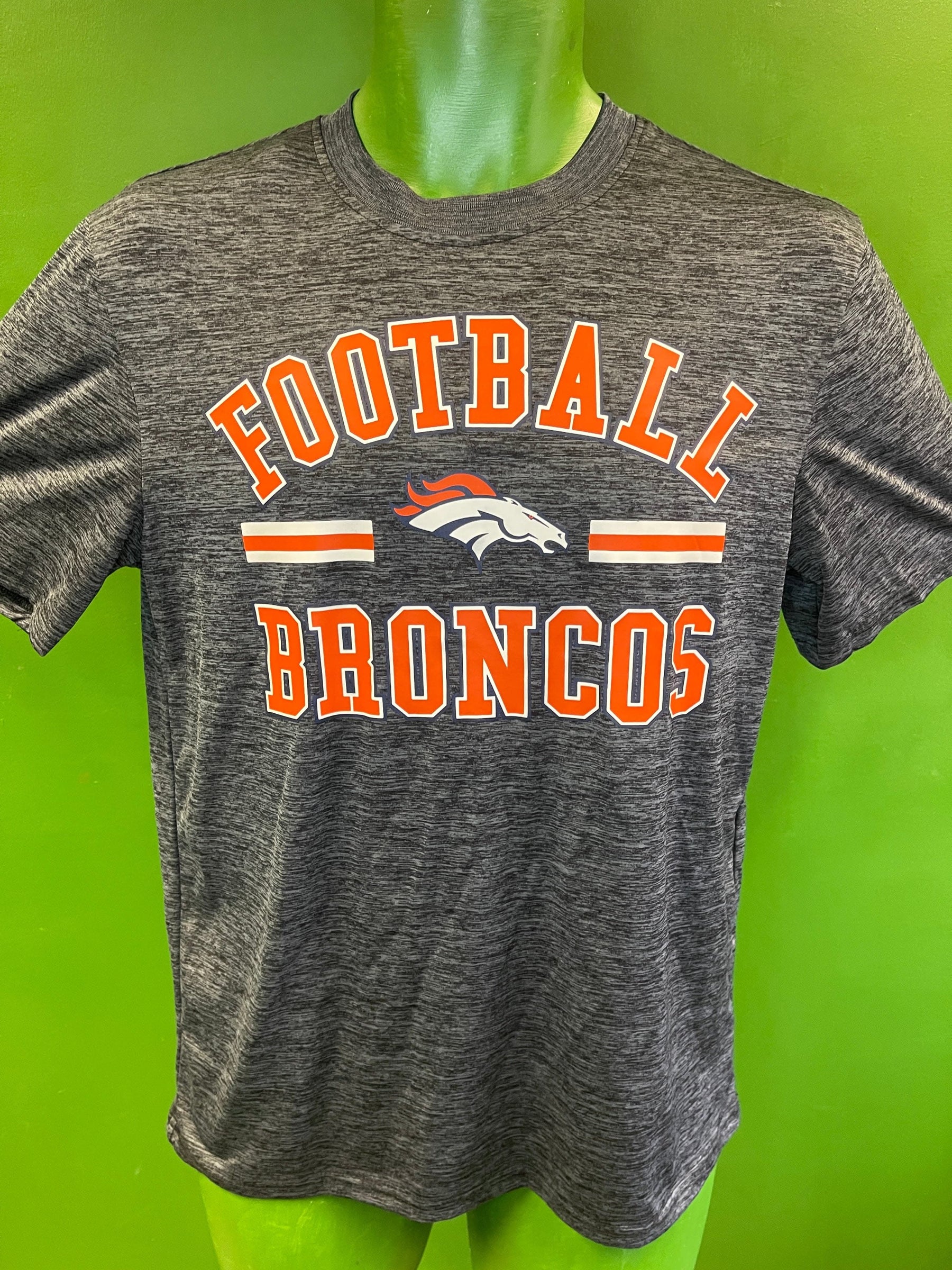 NFL Denver Broncos Heathered Grey Wicking-Style T-Shirt Youth X-Large 14-16