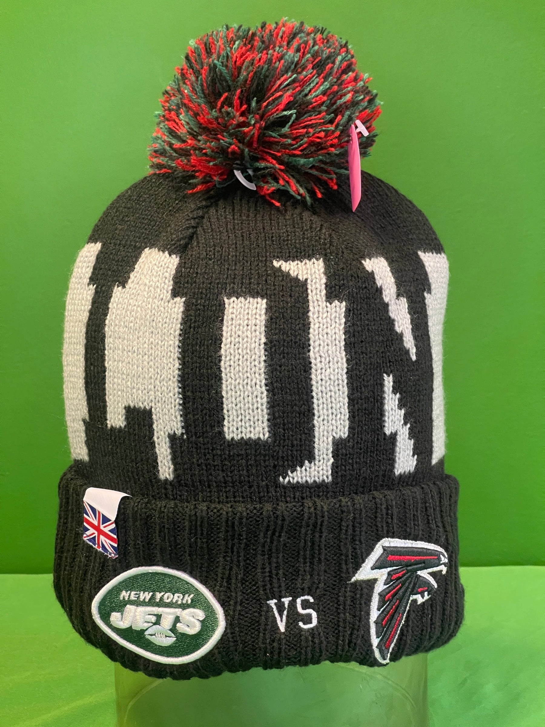 NFL Jets vs Falcons London 2021 New Era Woolly Bobble Hat OSFM NWT