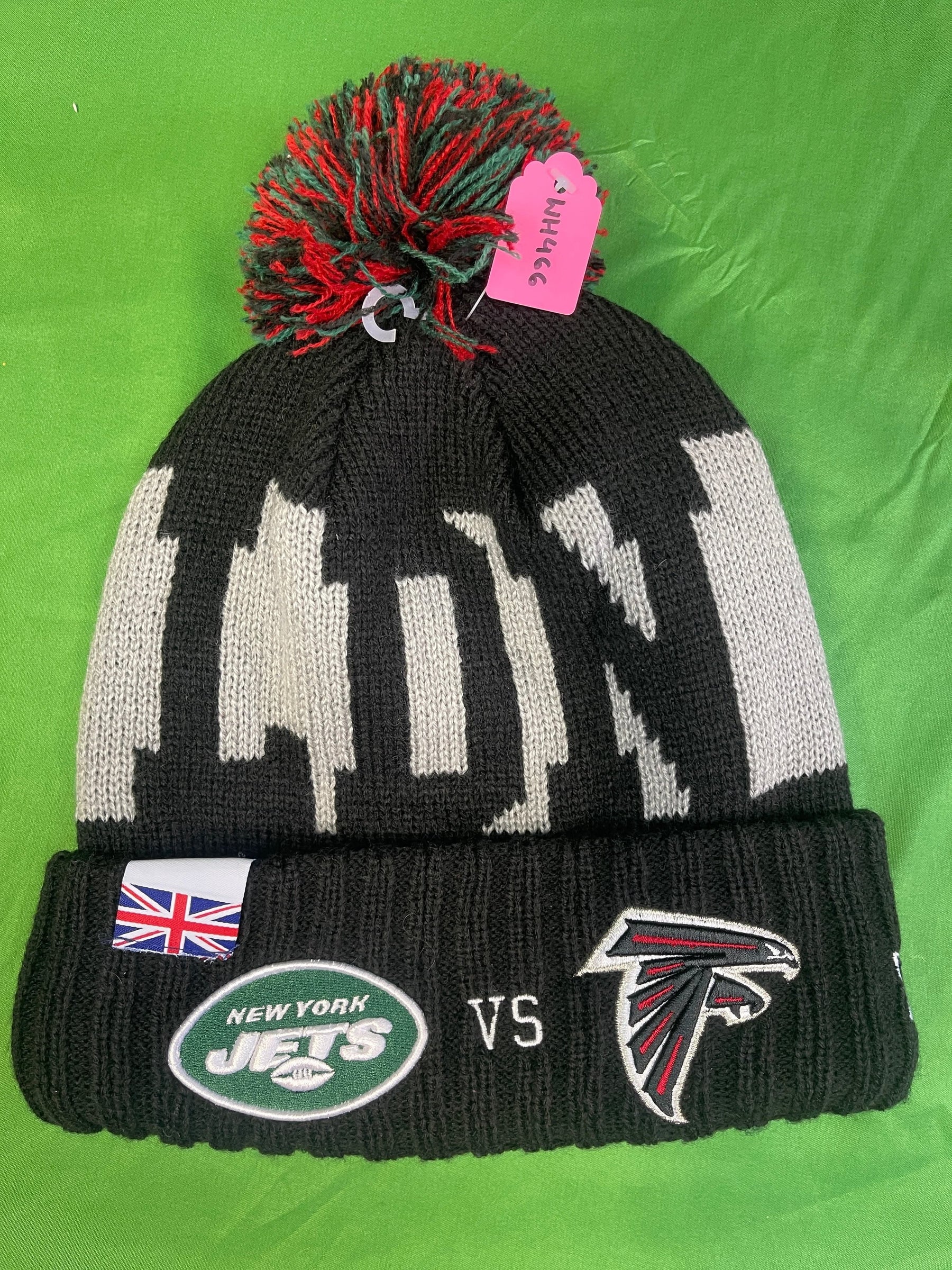 NFL Jets vs Falcons London 2021 New Era Woolly Bobble Hat OSFM NWT