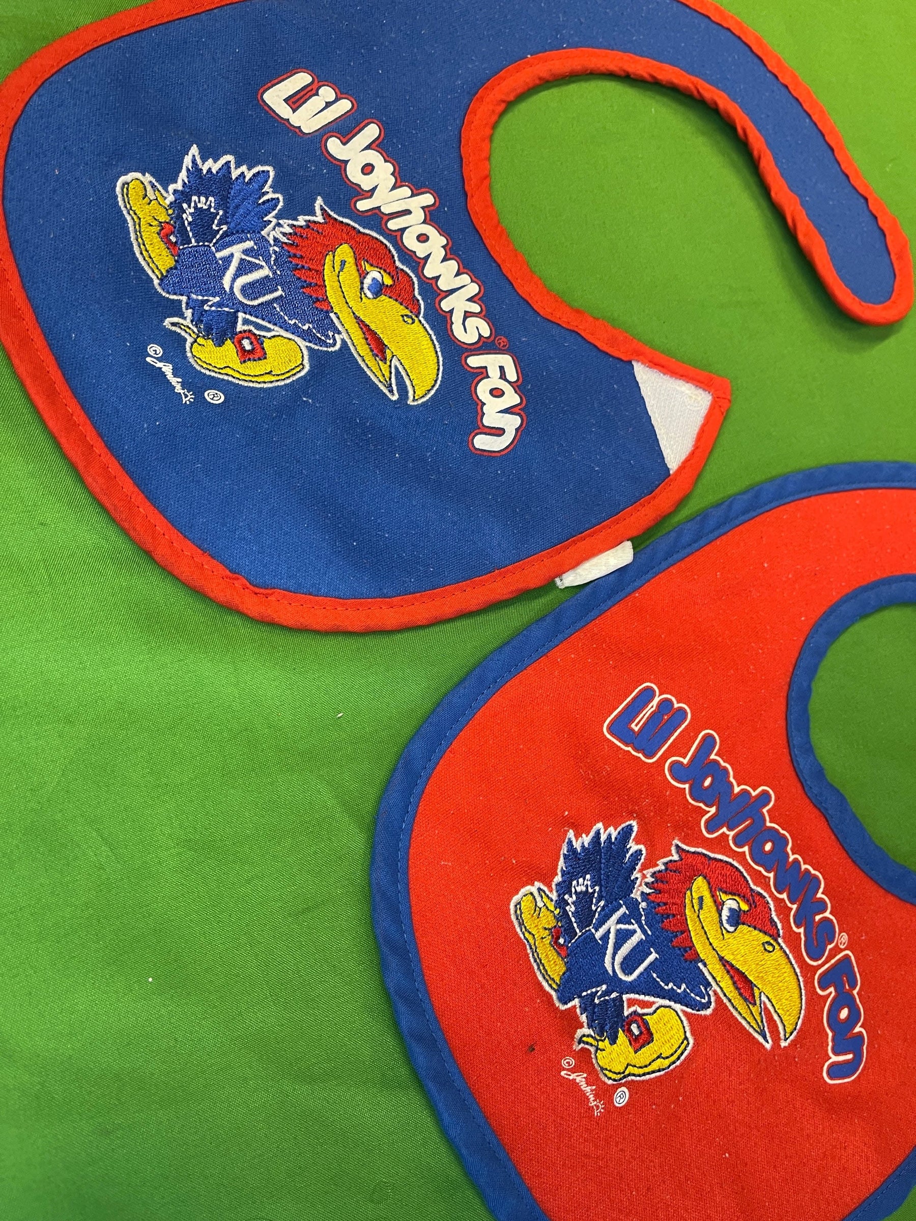 NCAA Kansas Jayhawks Set of 2 Terrycloth Baby Infant Bibs OSFM