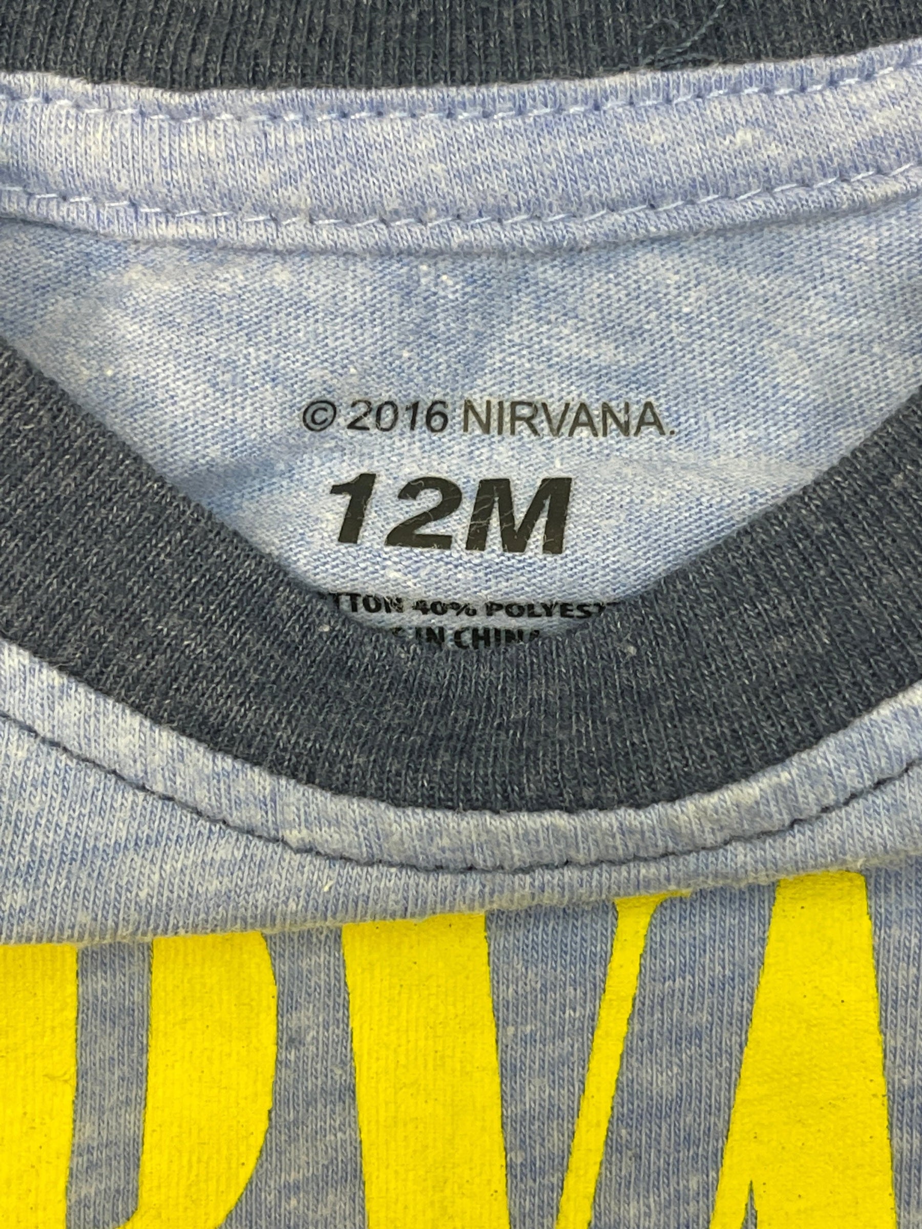 NIRVANA Band Cotton Blend Raglan L/S T-Shirt 12 Months