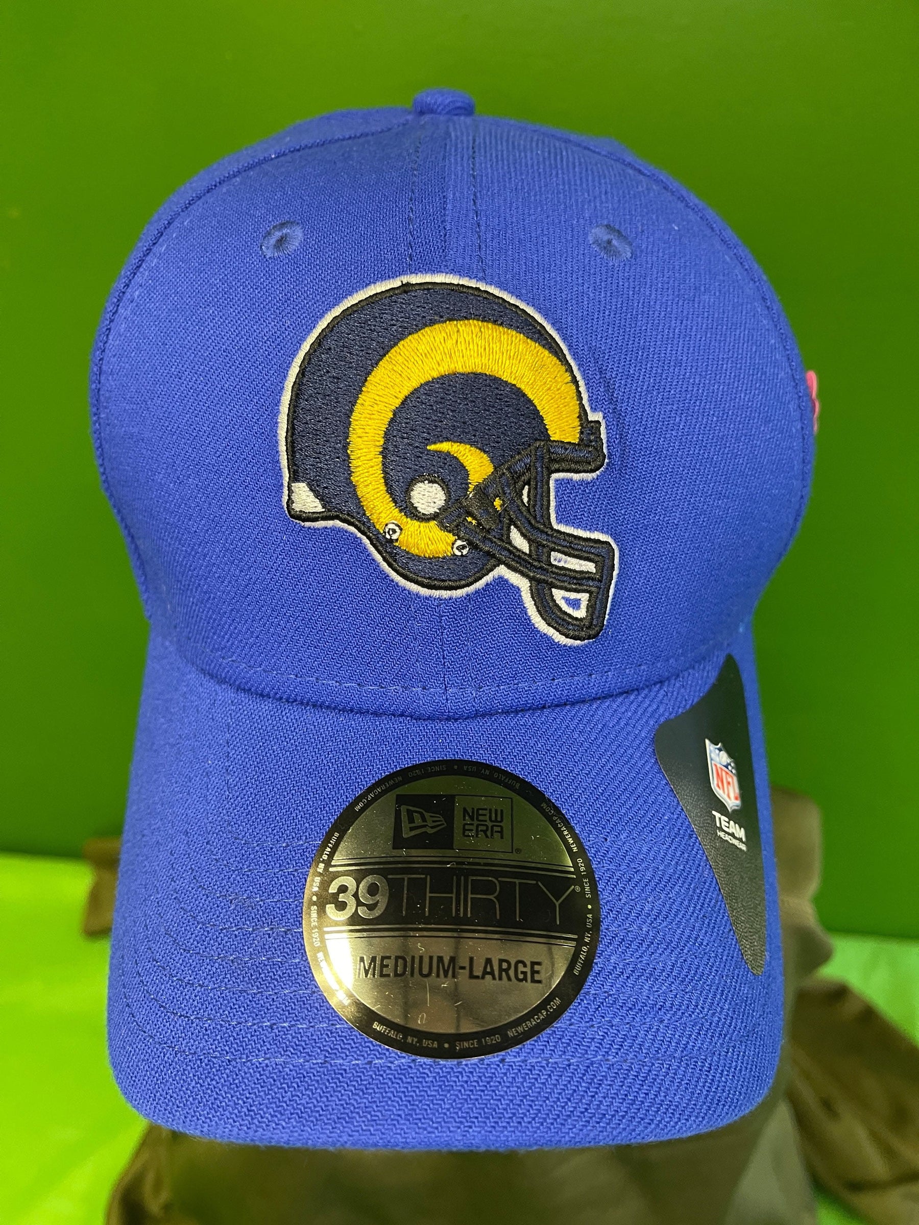 NFL Los Angeles Rams New Era 39THIRTY Blue Fitted Hat/Cap Size Medium/Large NWT