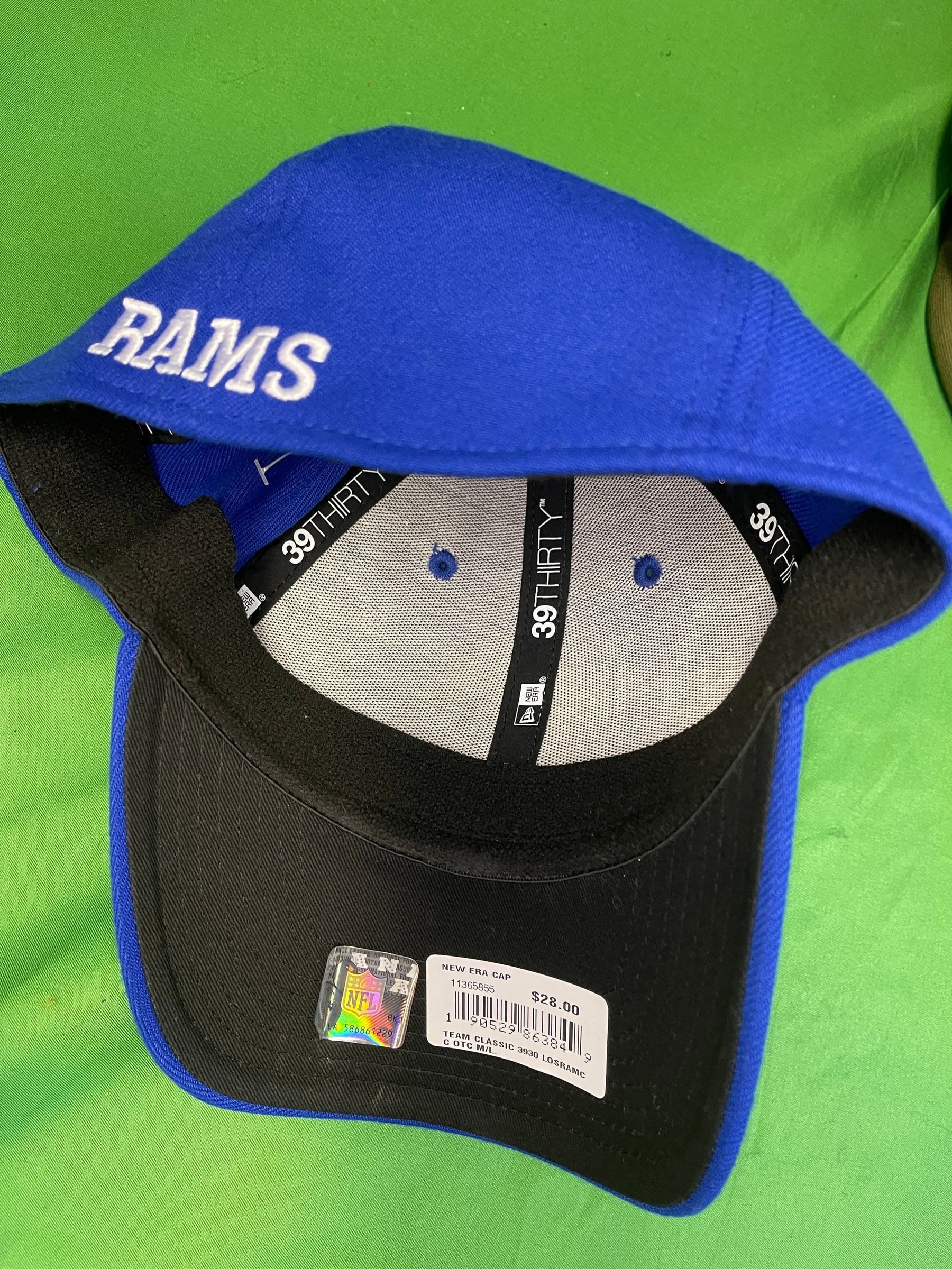 NFL Los Angeles Rams New Era 39THIRTY Blue Fitted Hat/Cap Size Medium/Large NWT