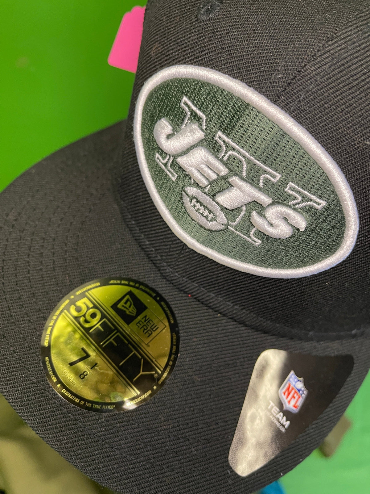 NFL New York Jets New Era 59FIFTY Black Fitted Hat/Cap Size 7 1/8 NWT