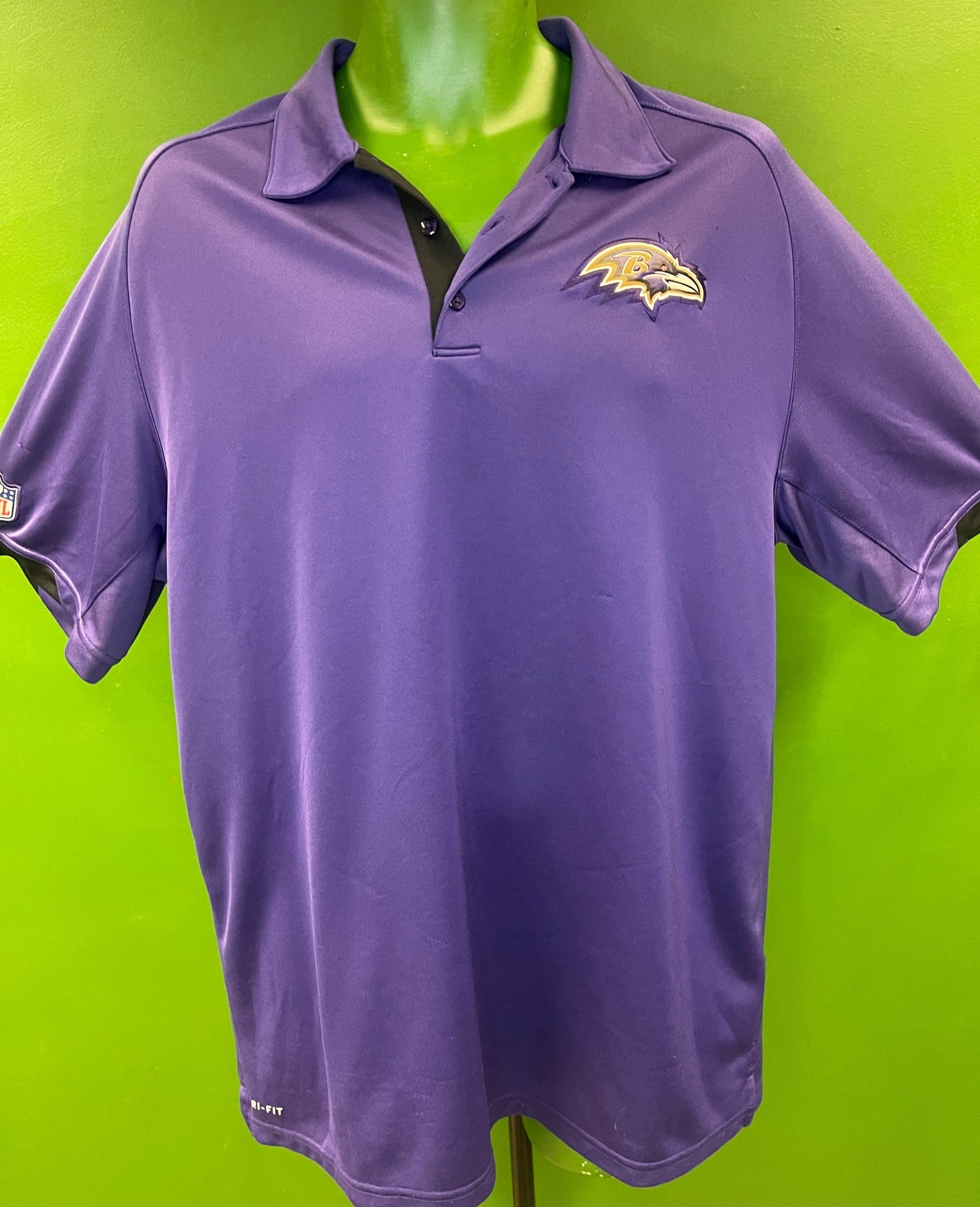 NFL Baltimore Ravens Dri-Fit Purple Polo Shirt Men's Large