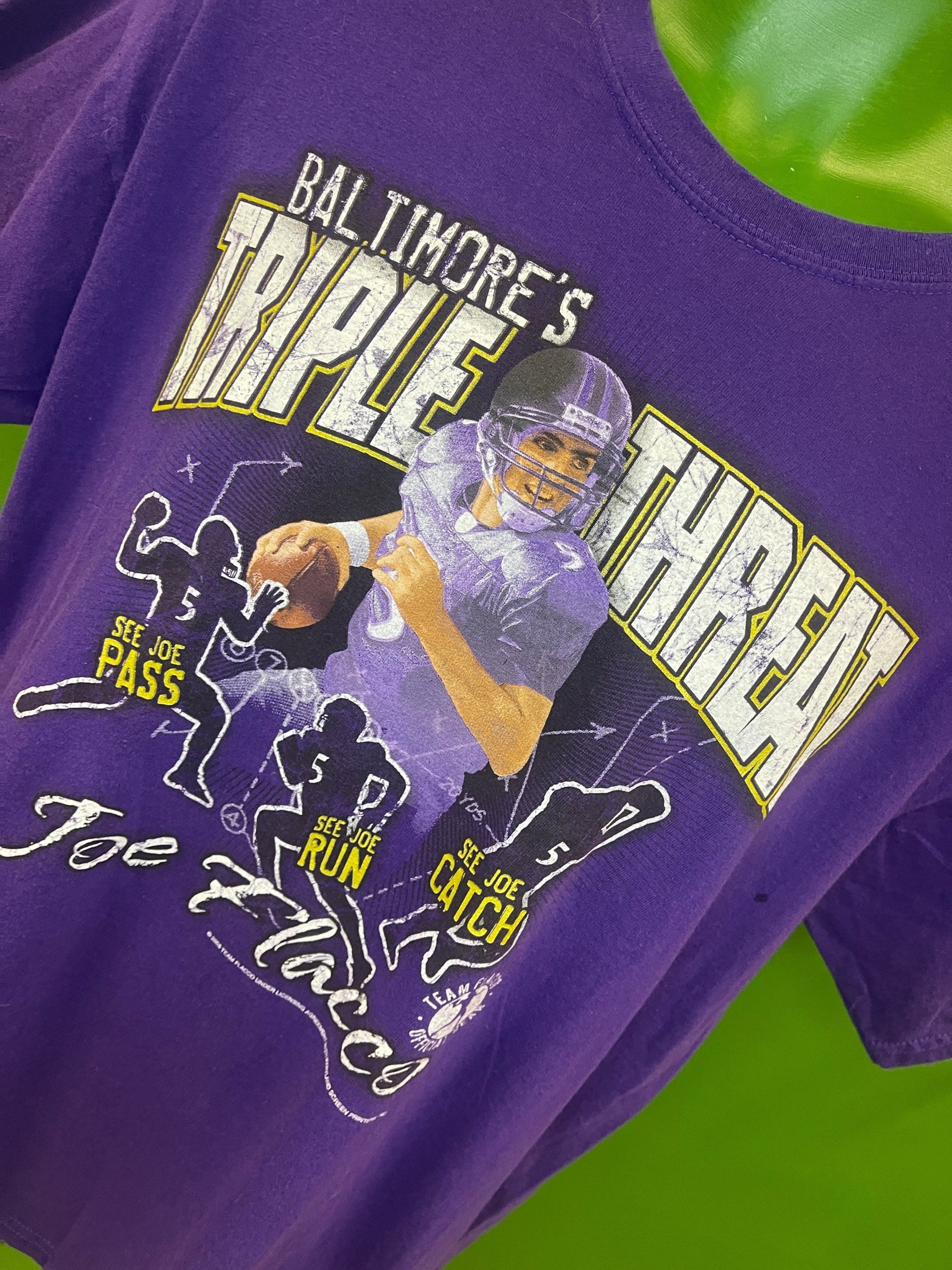NFL Baltimore Ravens Joe Flacco #5 Triple Threat T-Shirt Men's Large