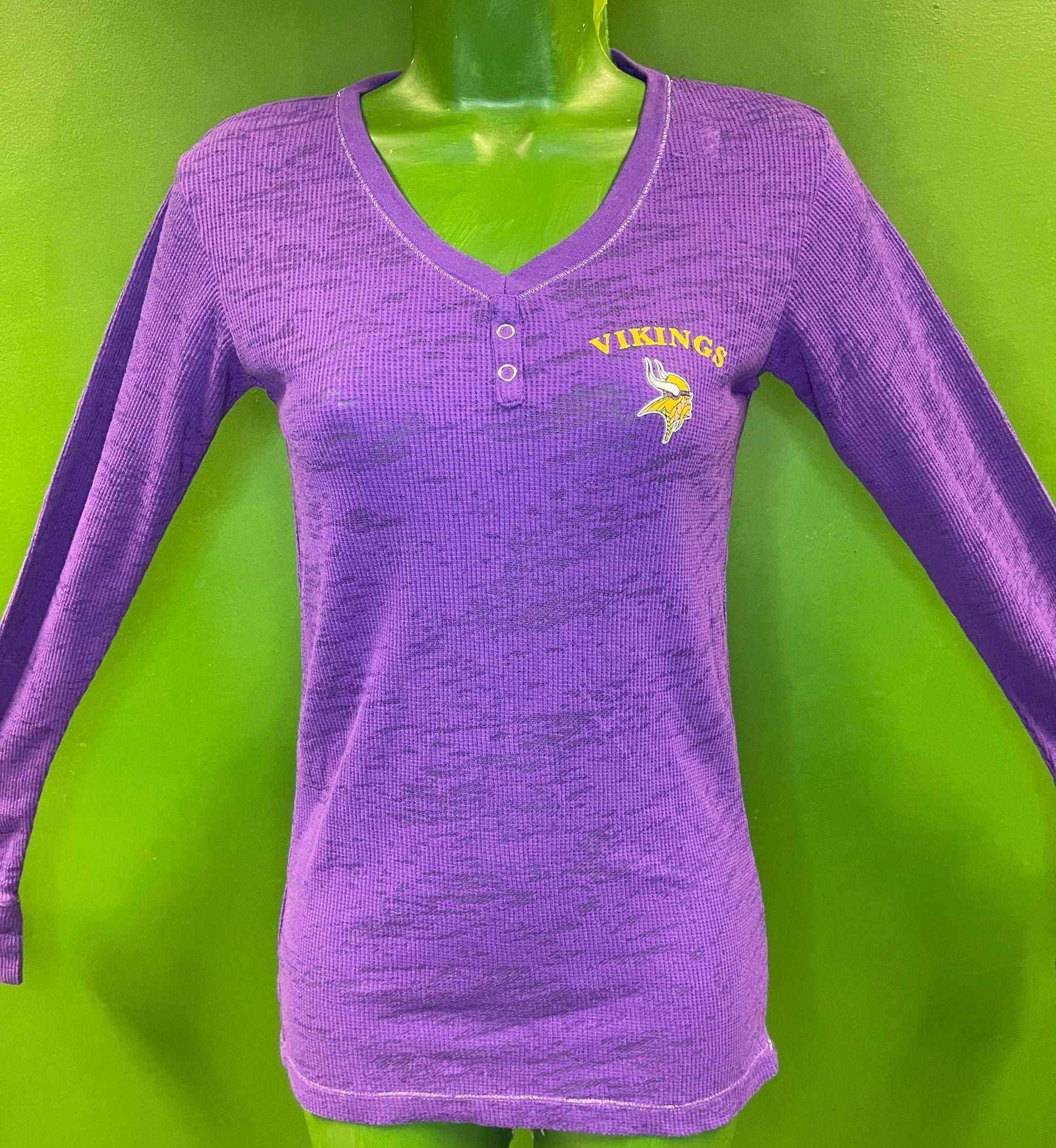 NFL Minnesota Vikings Sheer Waffle Fabric L/S T-Shirt Women's Small