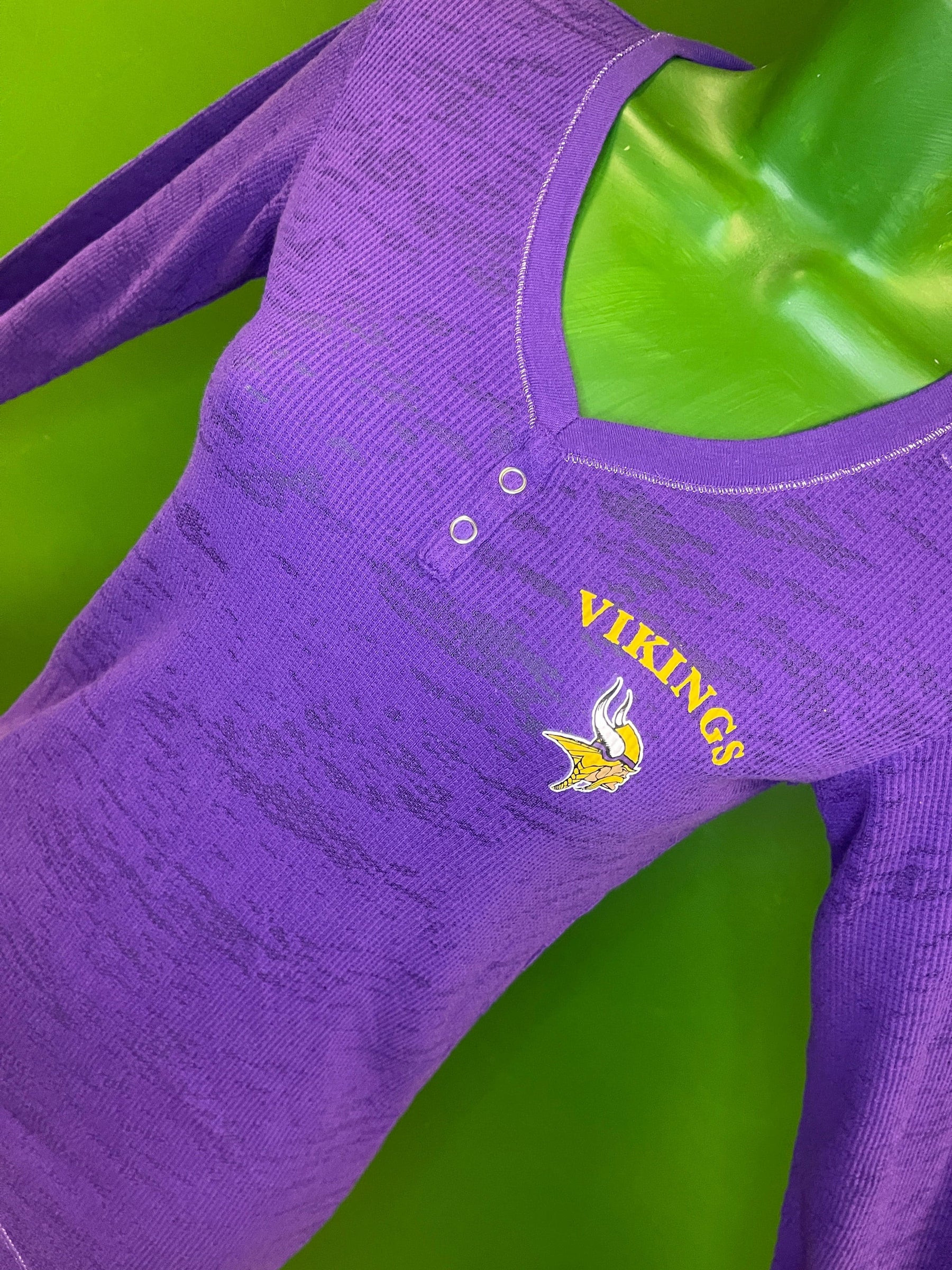 NFL Minnesota Vikings Sheer Waffle Fabric L/S T-Shirt Women's Small