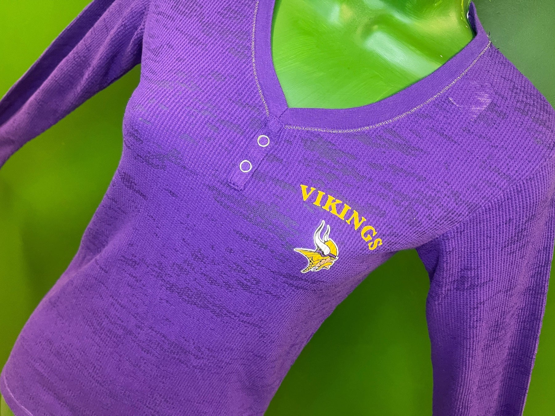 NFL Minnesota Vikings Sheer Waffle Fabric L/S T-Shirt Women's Small