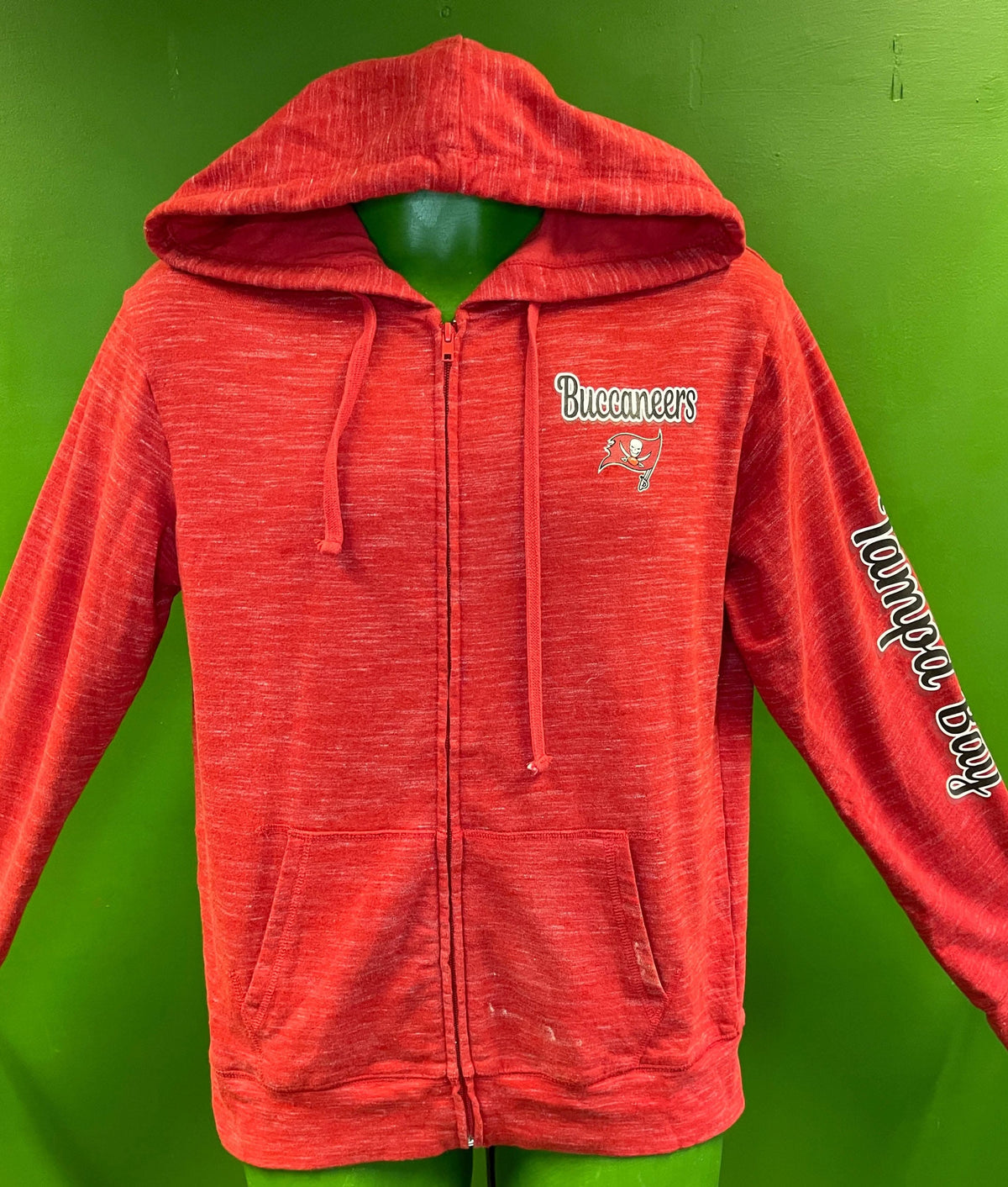 NFL Tampa Bay Buccaneers Red Space Dye Full-Zip Hoodie Men's Small