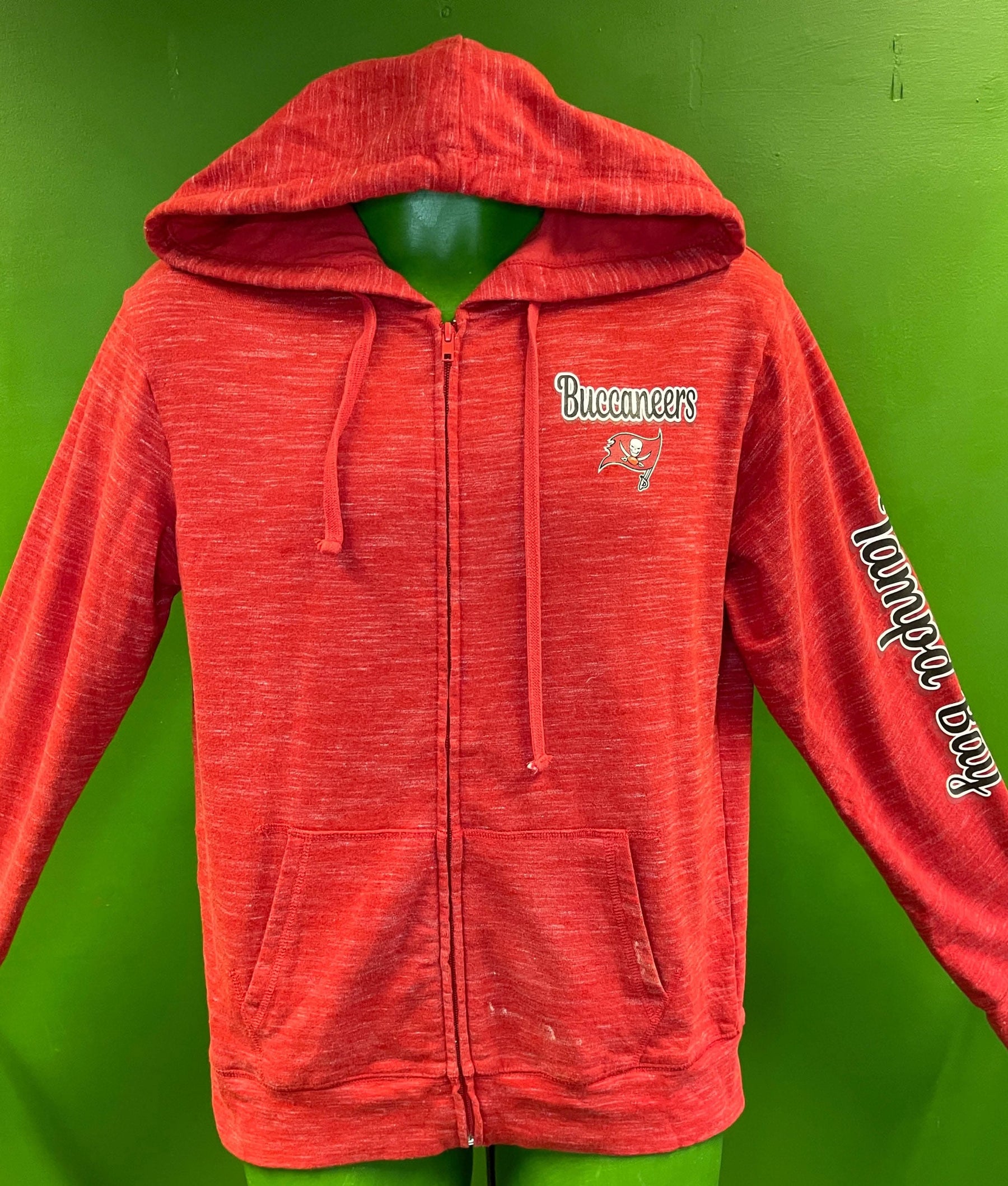 NFL Tampa Bay Buccaneers Red Space Dye Full-Zip Hoodie Men's Small
