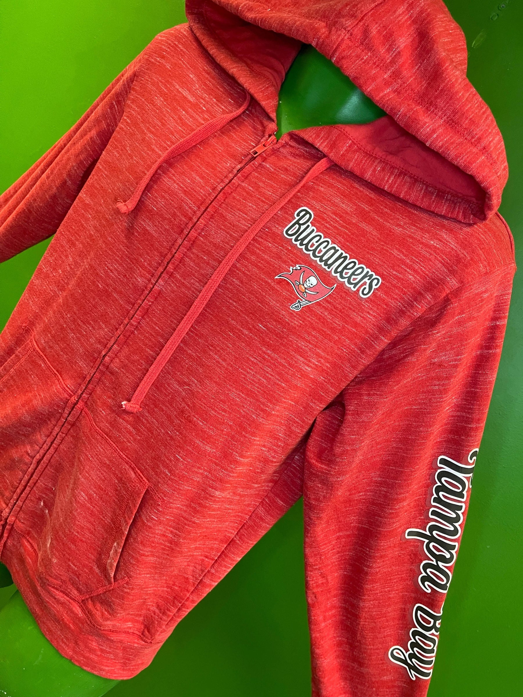 NFL Tampa Bay Buccaneers Red Space Dye Full-Zip Hoodie Men's Small