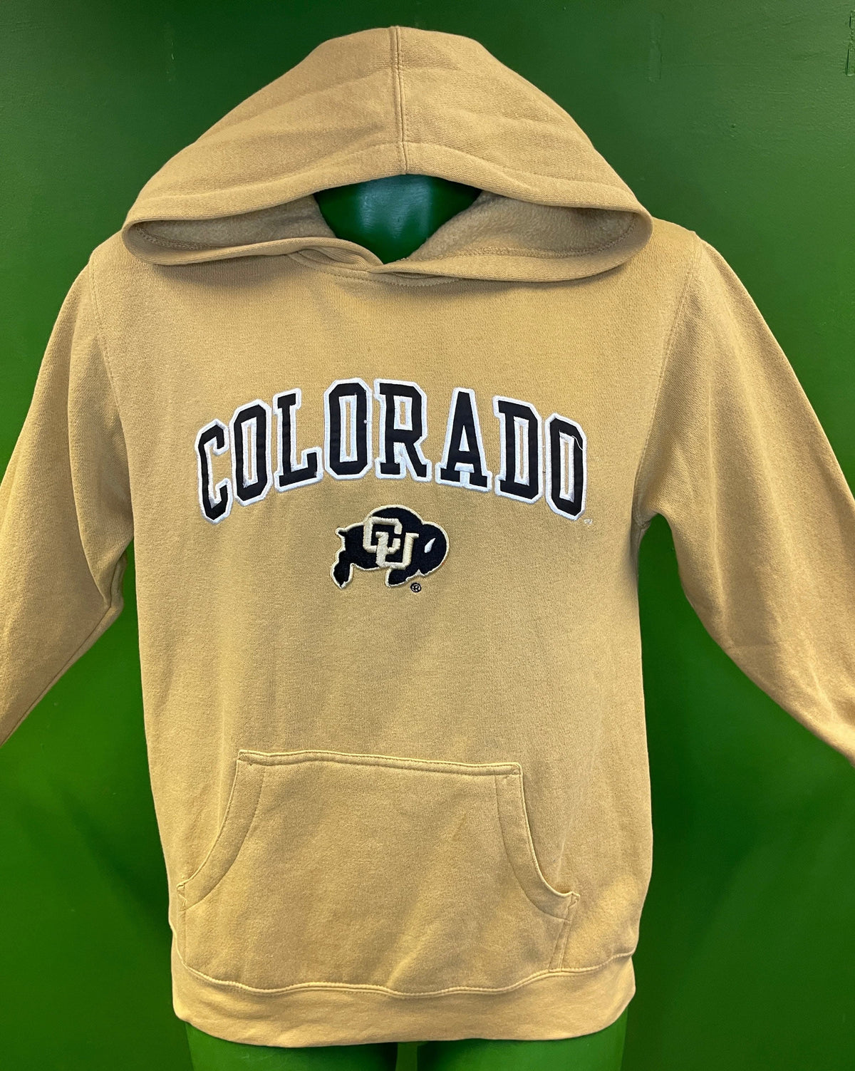 NCAA Colorado Buffaloes Yellow Ochre Pullover Hoodie Youth Medium 10-12