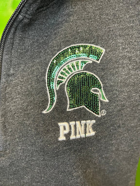 NCAA Michigan State Spartans PINK Sequin 1/4 Zip Pullover Women's Small