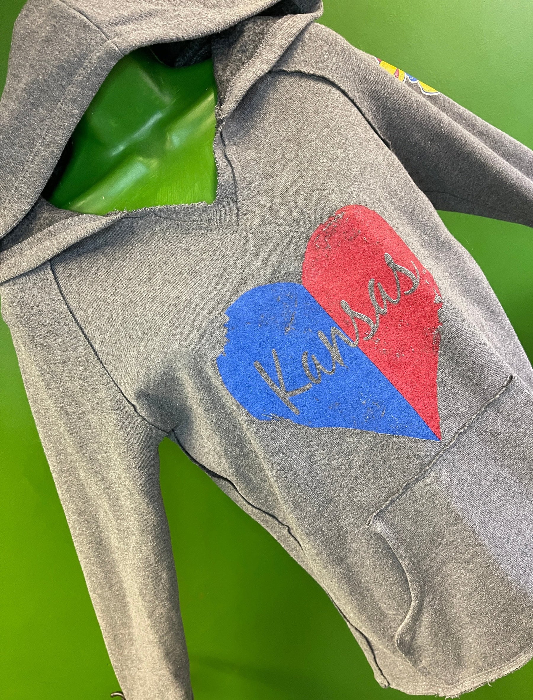 NCAA Kansas Jayhawks Sideline Raw Edge Distressed Pullover Hoodie Women's Small