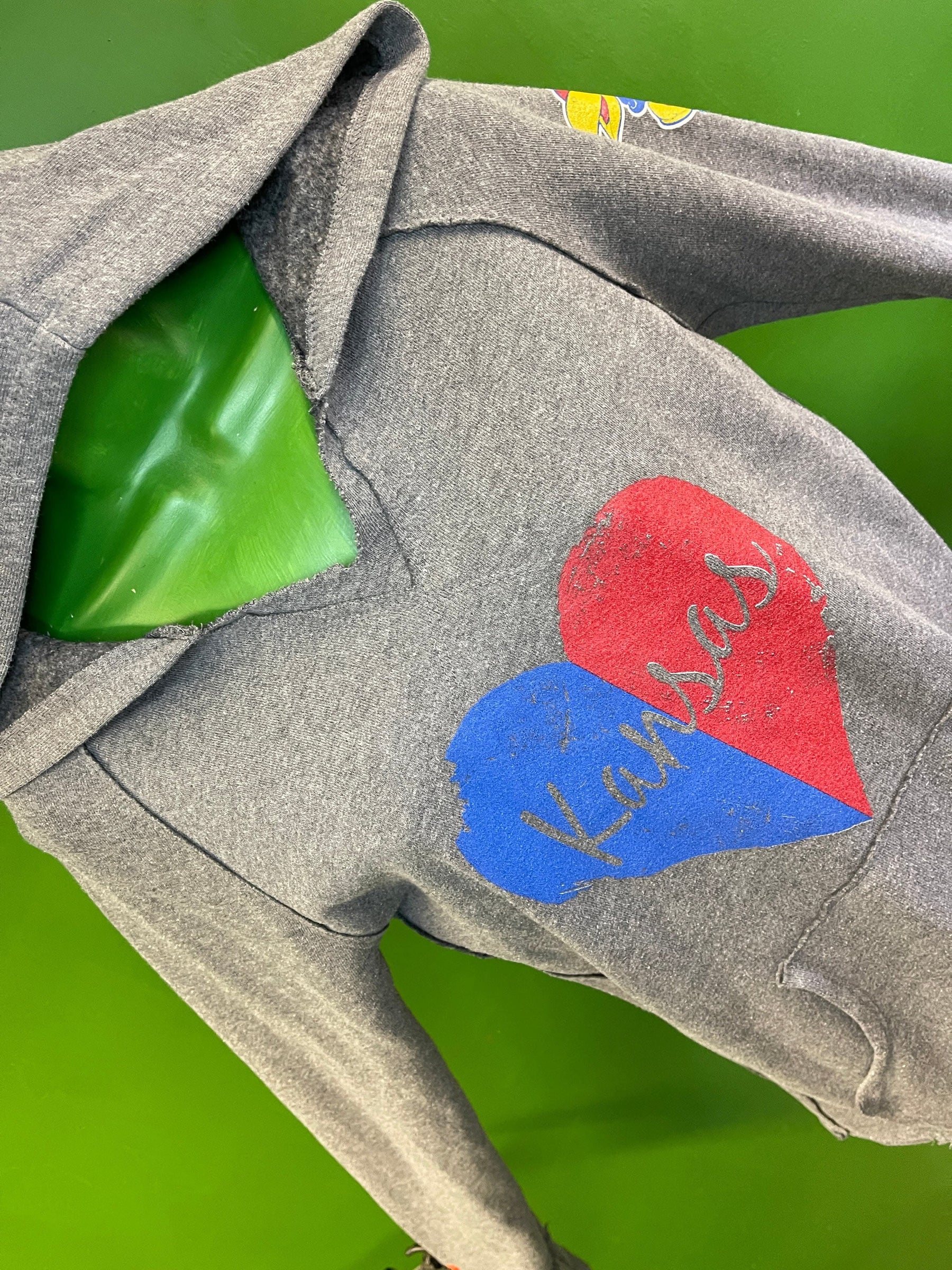 NCAA Kansas Jayhawks Sideline Raw Edge Distressed Pullover Hoodie Women's Small
