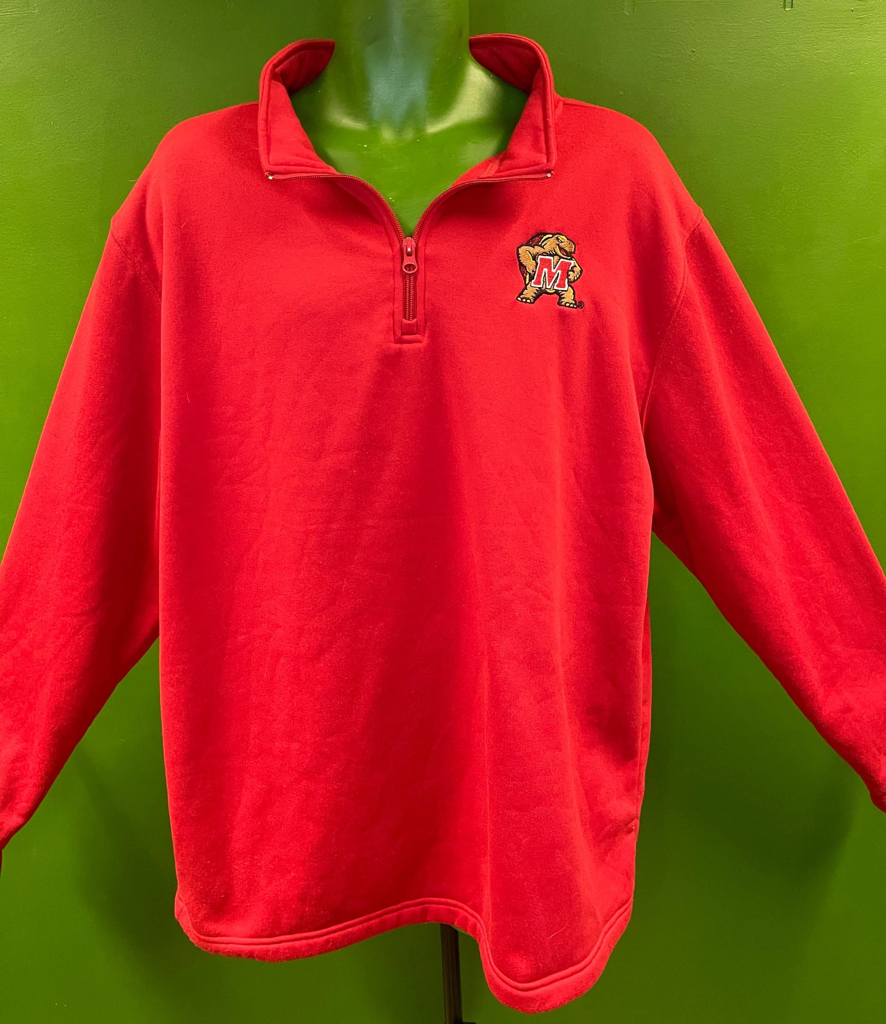 NCAA Maryland Terrapins Red 1/4 Zip Pullover Men's 2X-Large