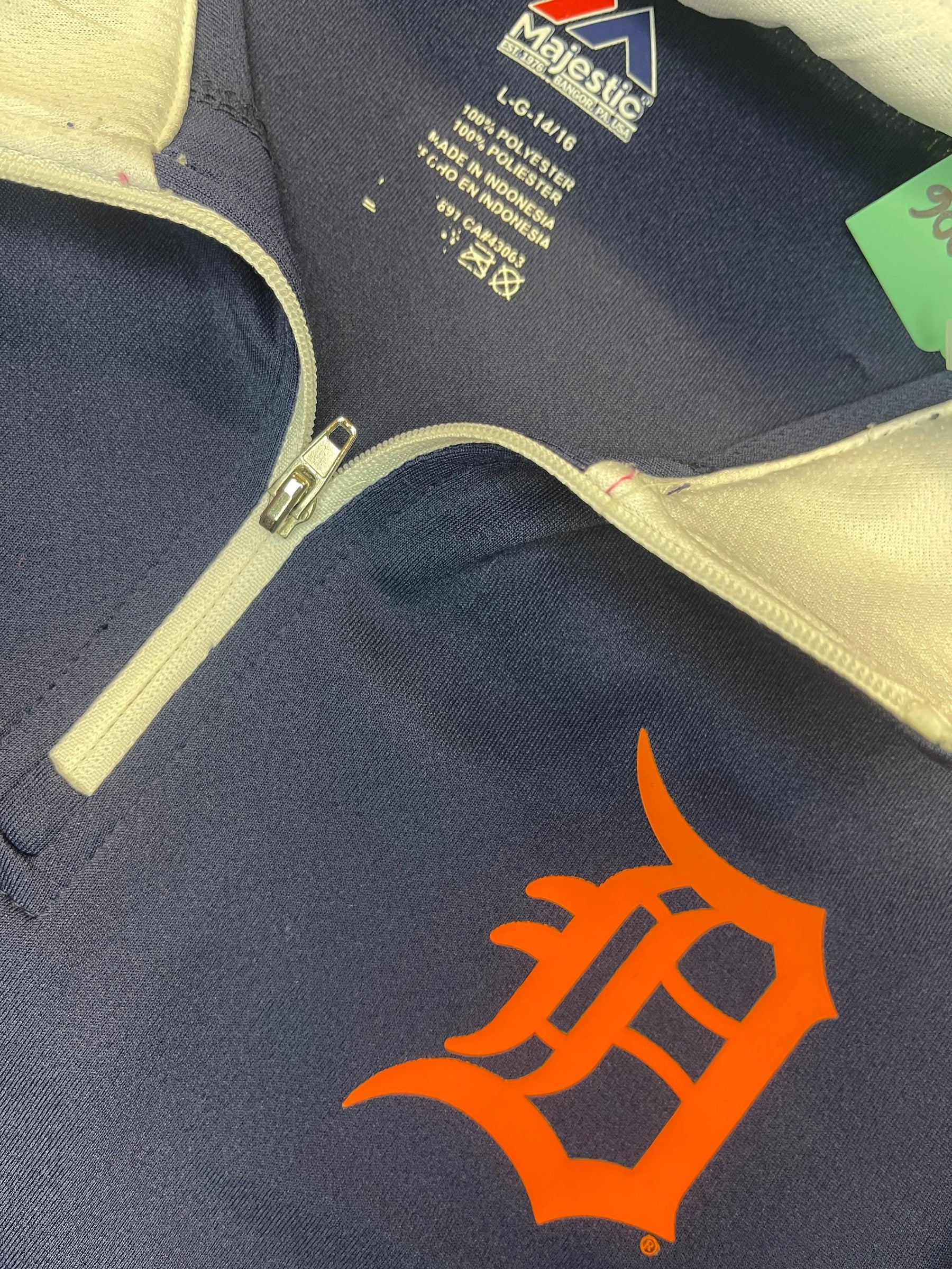 MLB Detroit Tigers Majestic 1/4 Zip Pullover Top Youth Large 14-16