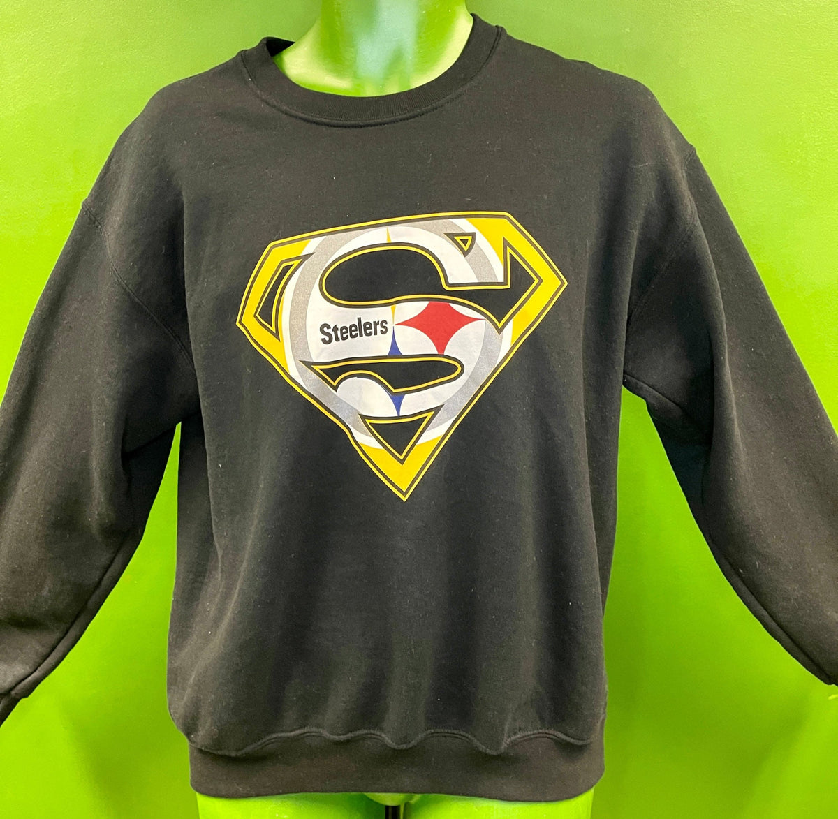 NFL Pittsburgh Steelers Custom Superman Logo Sweatshirt Men's Medium