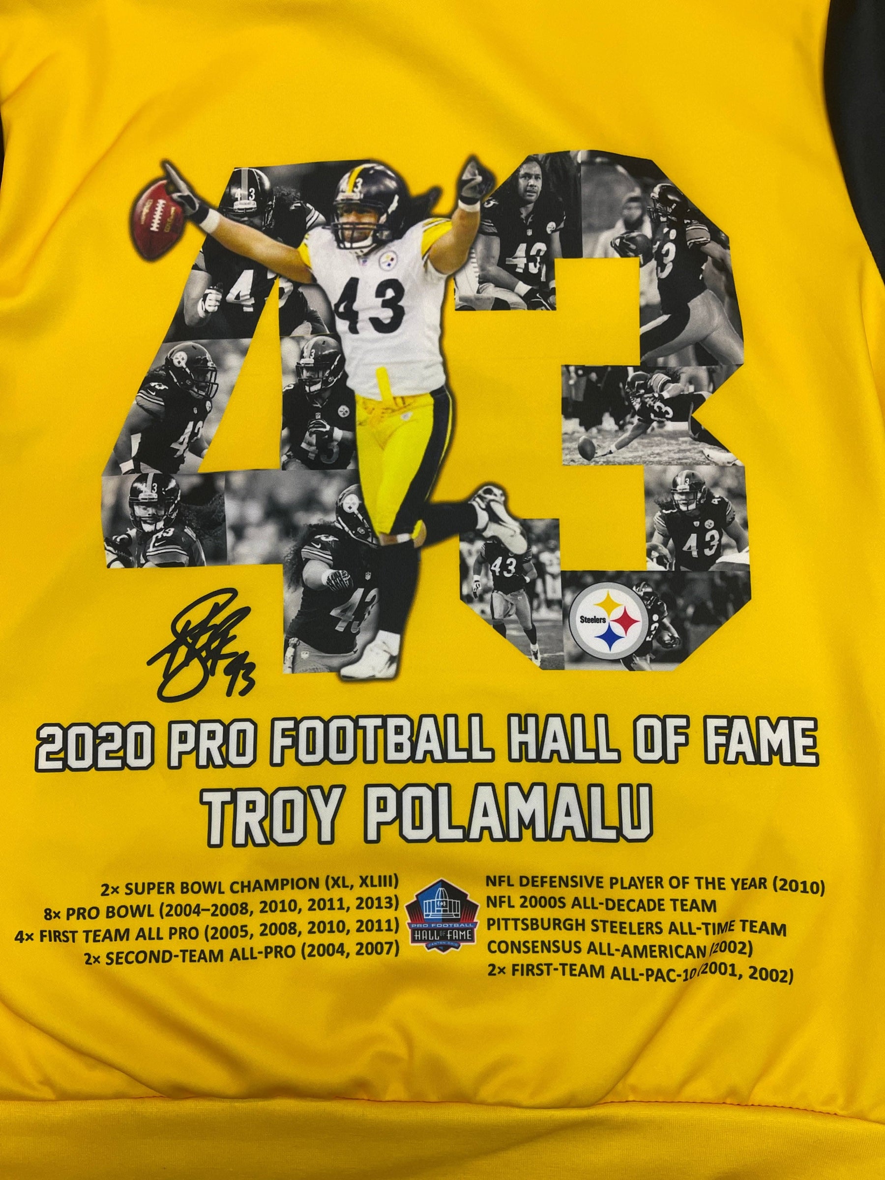 NFL Pittsburgh Steelers Troy Polamalu #43 Hall of Fame Hoodie Men's X-Large