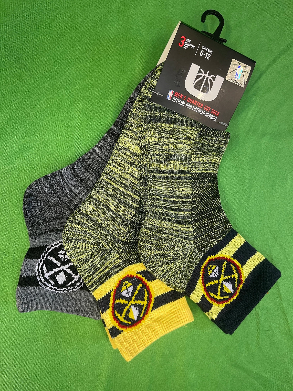 NBA Denver Nuggets 3-Pc 1/4 Cut Socks UK Men's 5-11 NWT