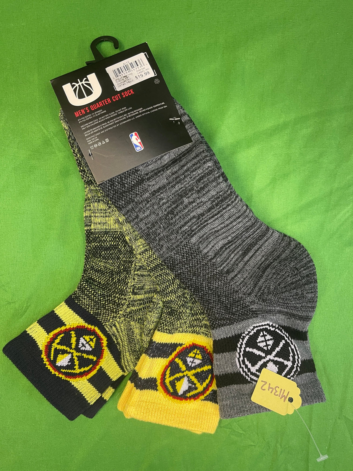 NBA Denver Nuggets 3-Pc 1/4 Cut Socks UK Men's 5-11 NWT