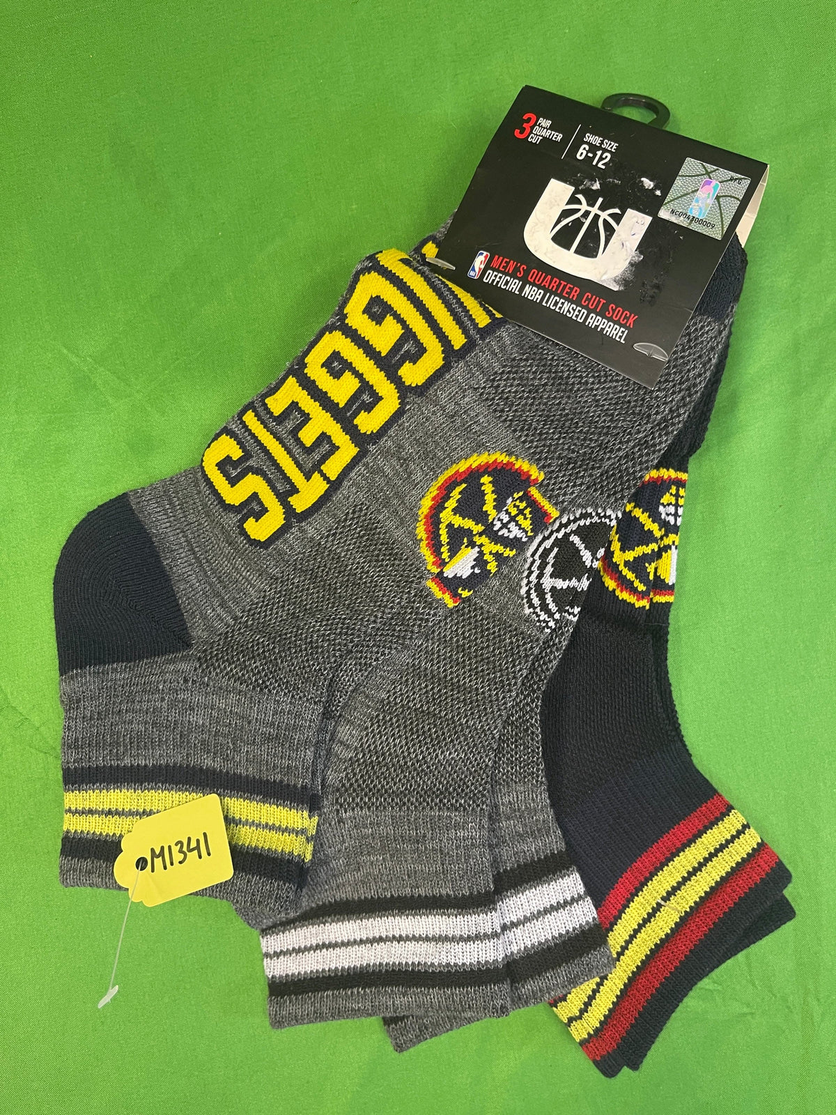 NBA Denver Nuggets 3-Pc 1/4 Cut Socks UK Men's 5-11 NWT
