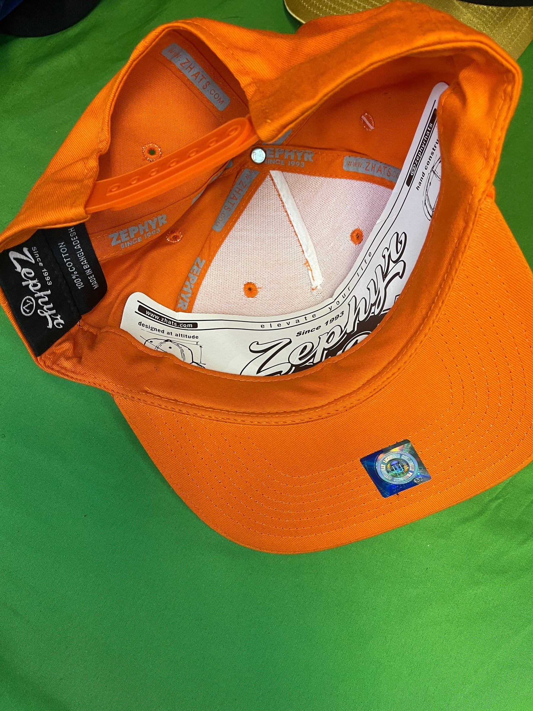 NCAA Clemson Tigers Zephyr Orange 100% Cotton Snapback Hat/Cap OSFM NWT