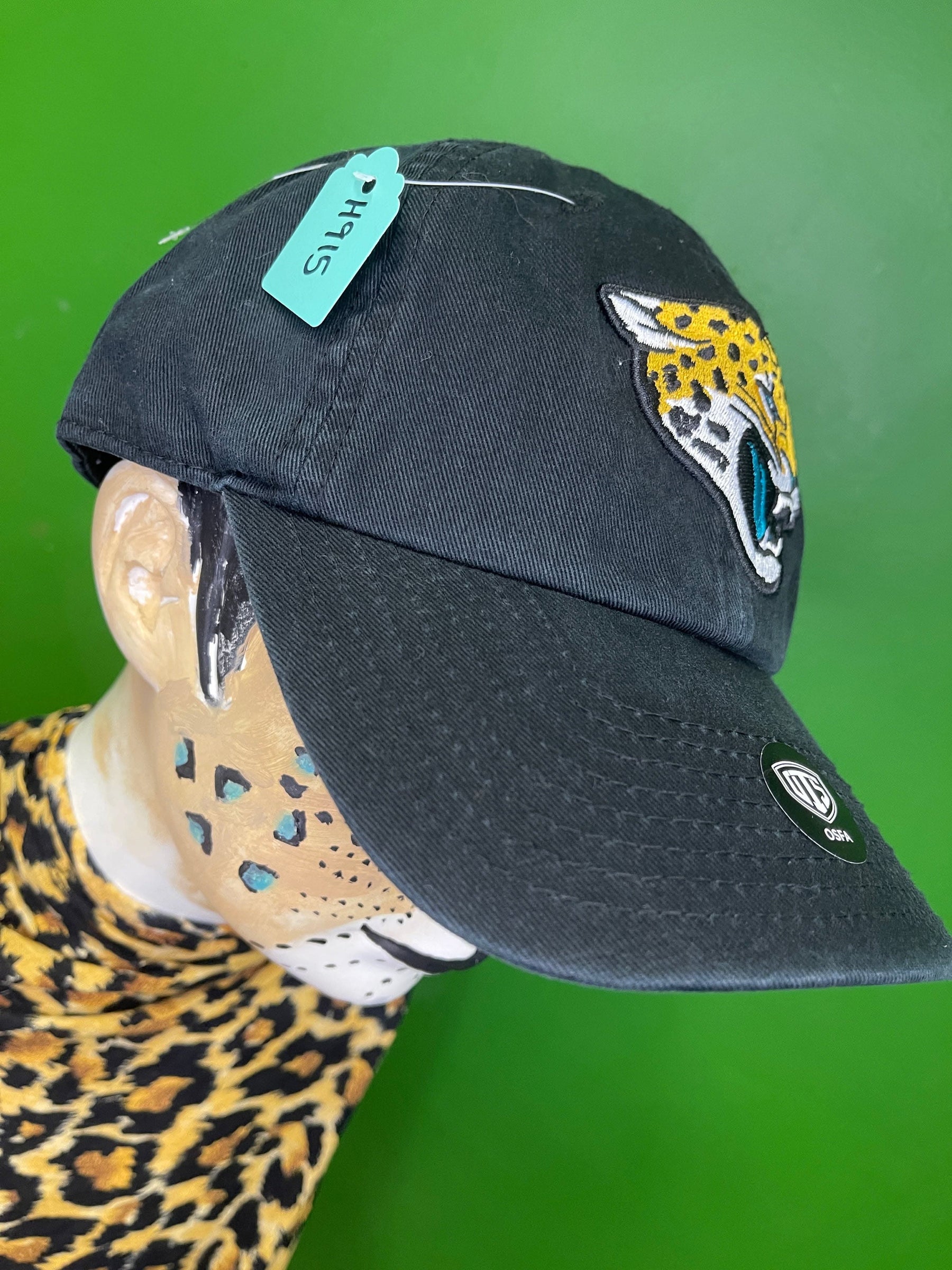 NFL Jacksonville Jaguars Black 100% Cotton Strapback Hat/Cap OSFM NWT