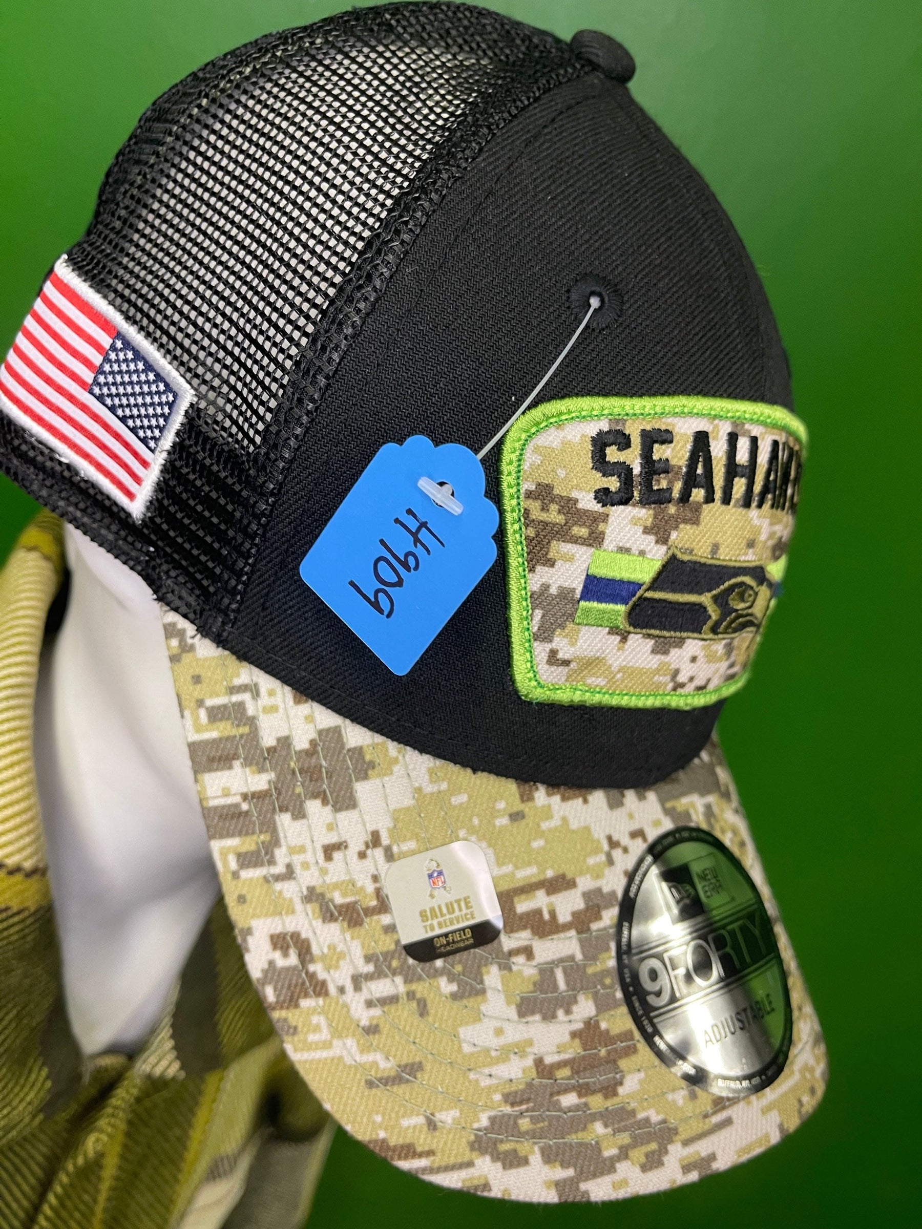 NFL Seattle Seahawks New Era 9FORTY Salute to Service Snapback Hat/Cap OSFM NWT