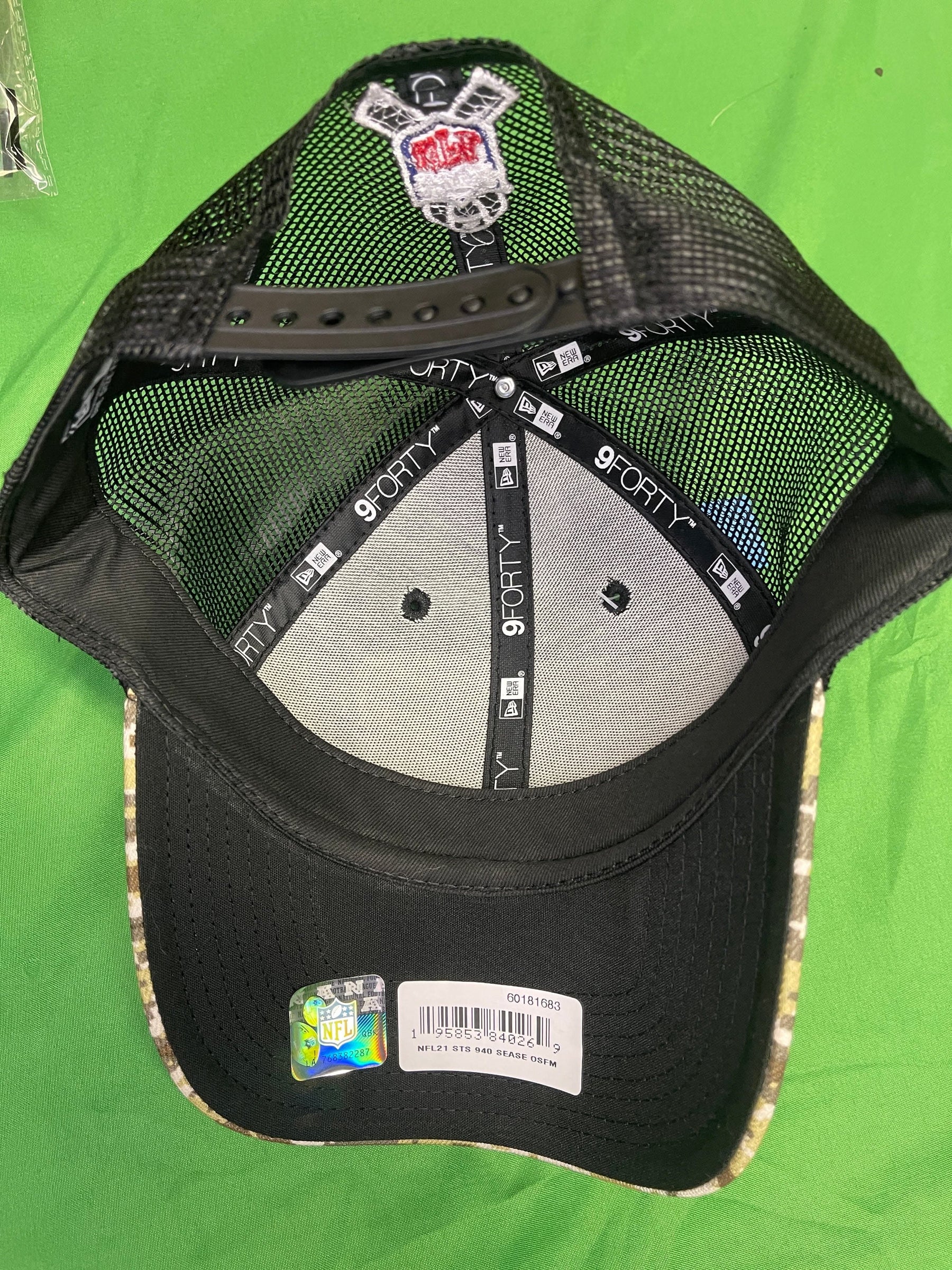 NFL Seattle Seahawks New Era 9FORTY Salute to Service Snapback Hat/Cap OSFM NWT