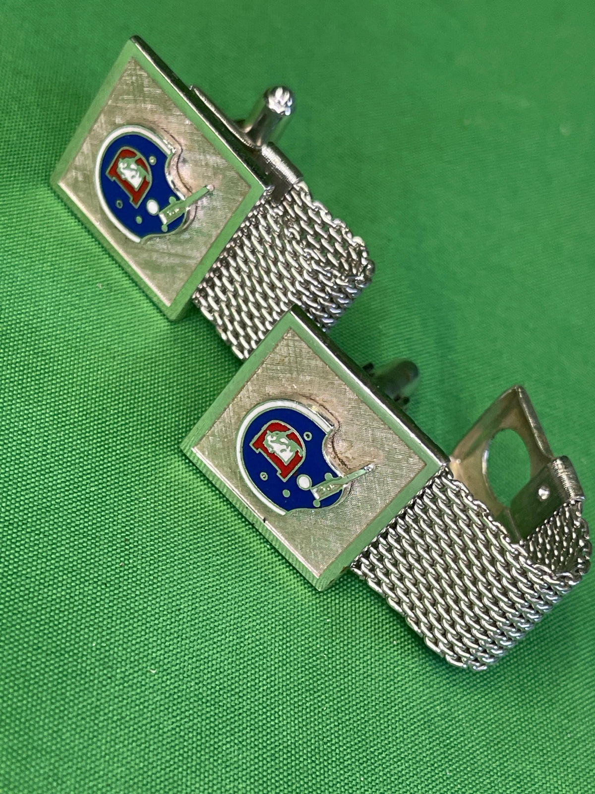 NFL Denver Broncos Vintage Silver Mesh Cuff Links