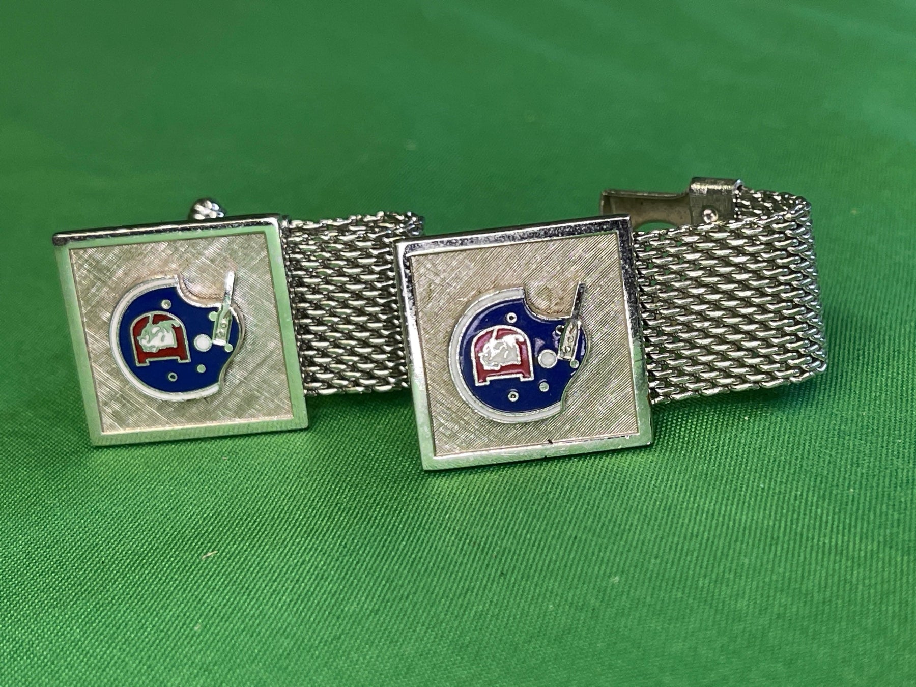 NFL Denver Broncos Vintage Silver Mesh Cuff Links