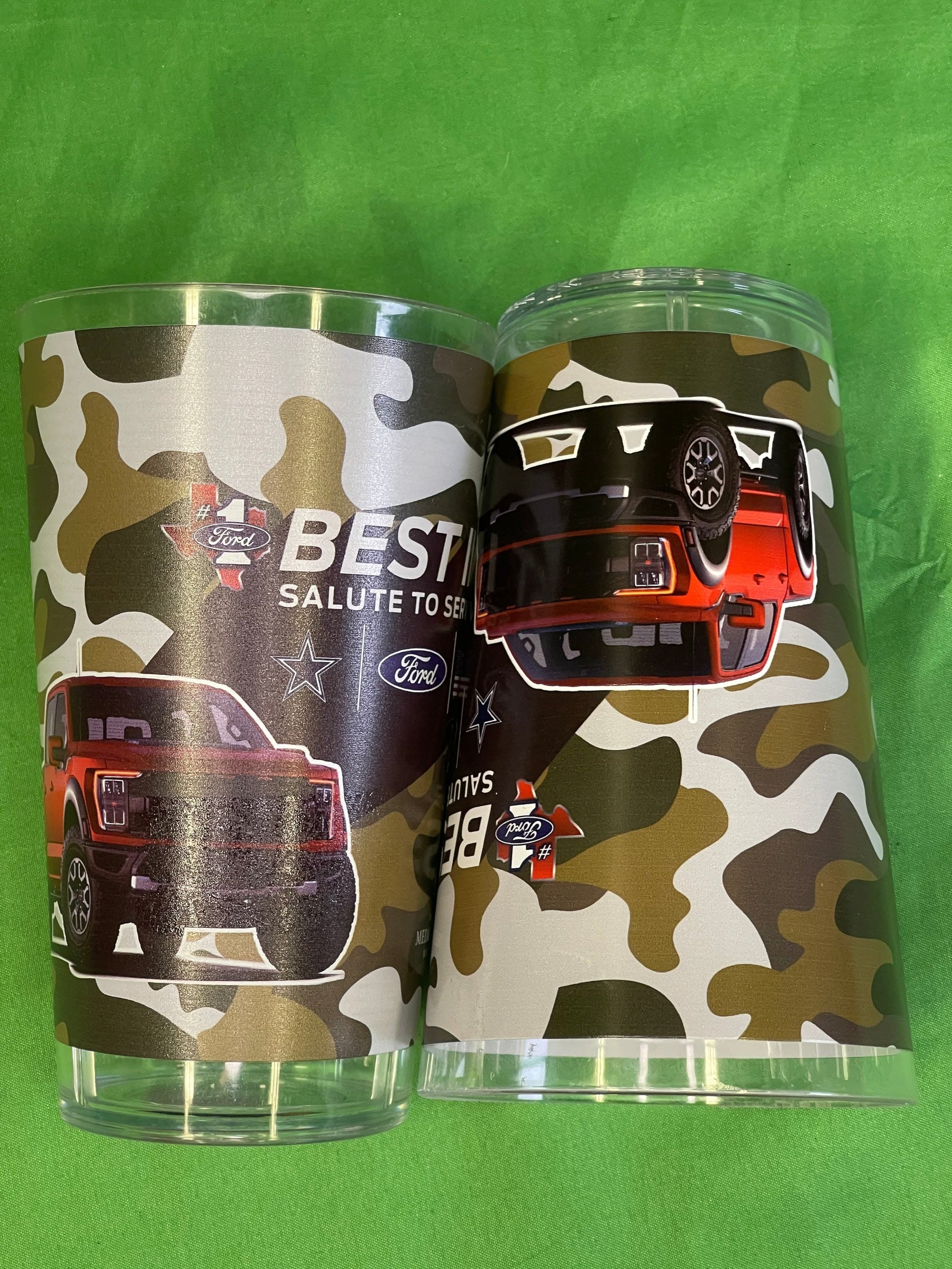 NFL Dallas Cowboys Set of 2 Ford Salute 2 Service Camo Plastic Stadium Cups