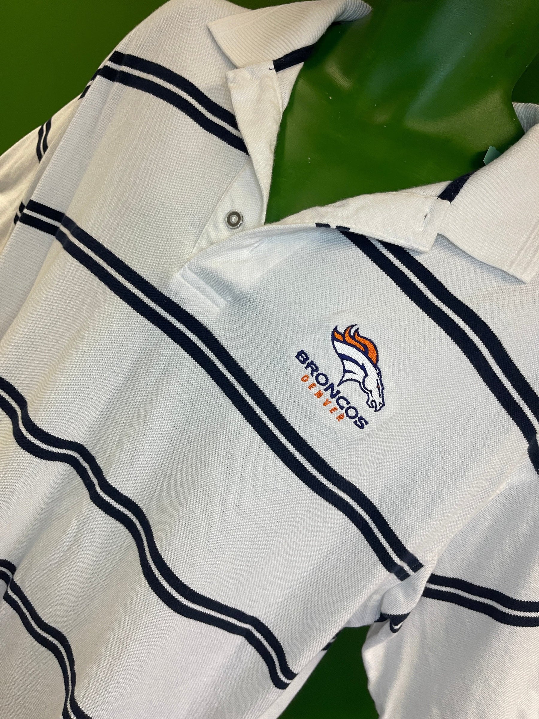 NFL Denver Broncos Antigua 100% Cotton Striped Golf Polo Shirt Men's X-Large