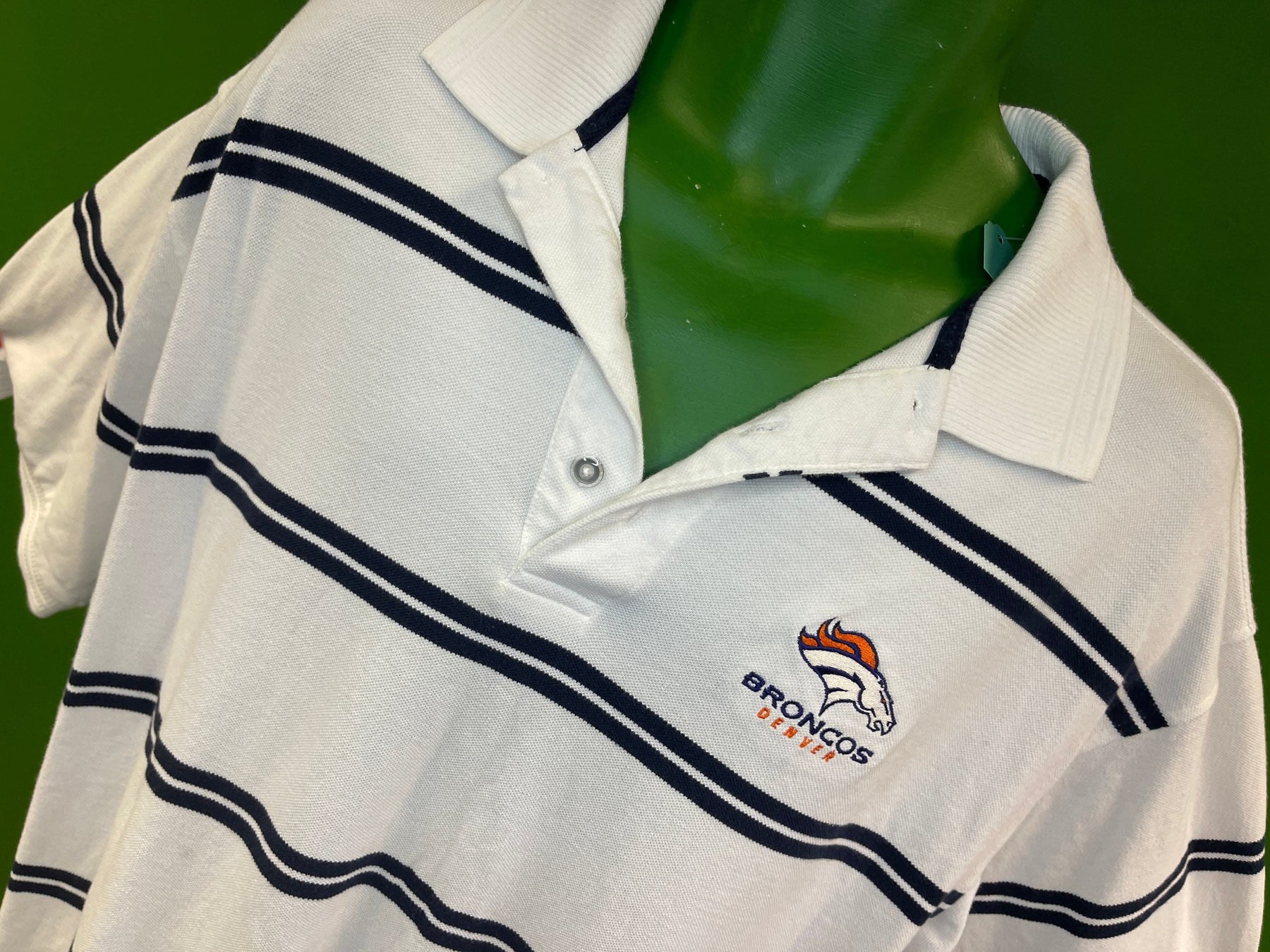NFL Denver Broncos Antigua 100% Cotton Striped Golf Polo Shirt Men's X-Large