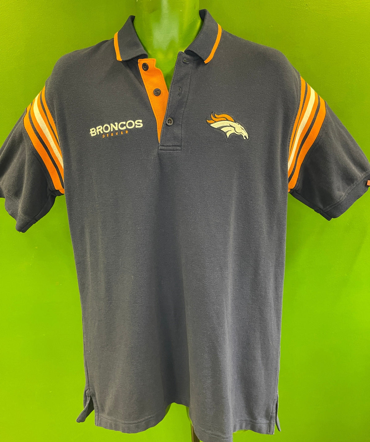 NFL Denver Broncos Dark Blue Golf Polo Shirt Men's Large