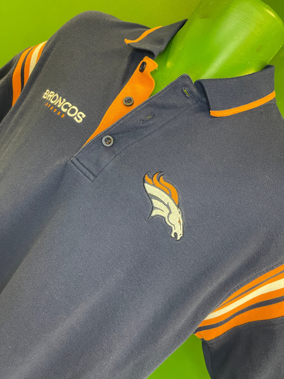 NFL Denver Broncos Dark Blue Golf Polo Shirt Men's Large