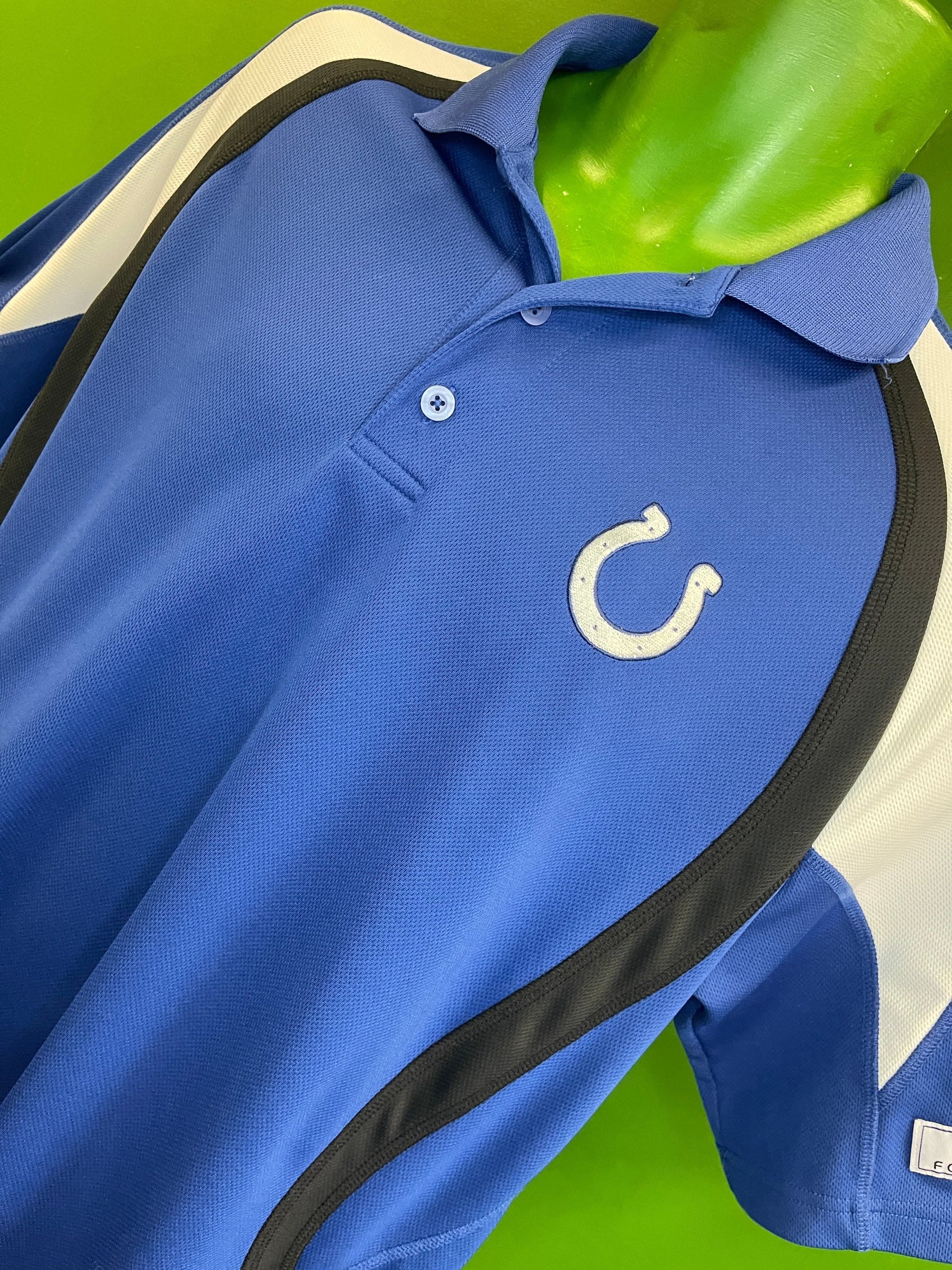 NFL Indianapolis Colts Lightweight Blue Golf Polo Shirt Men's Large