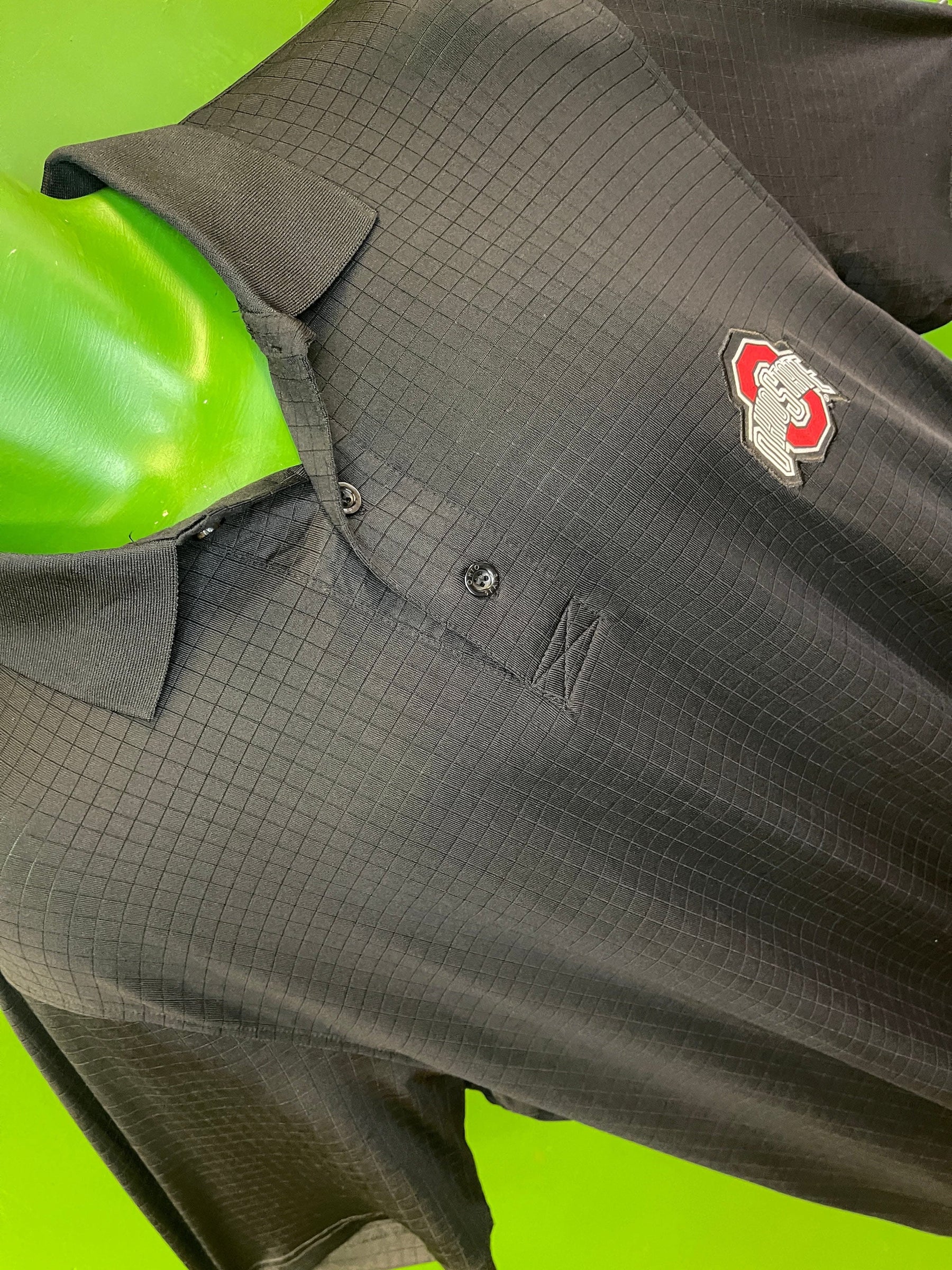 NCAA Ohio State Buckeyes Sheer Grid Pattern Golf Polo Shirt Men's Large