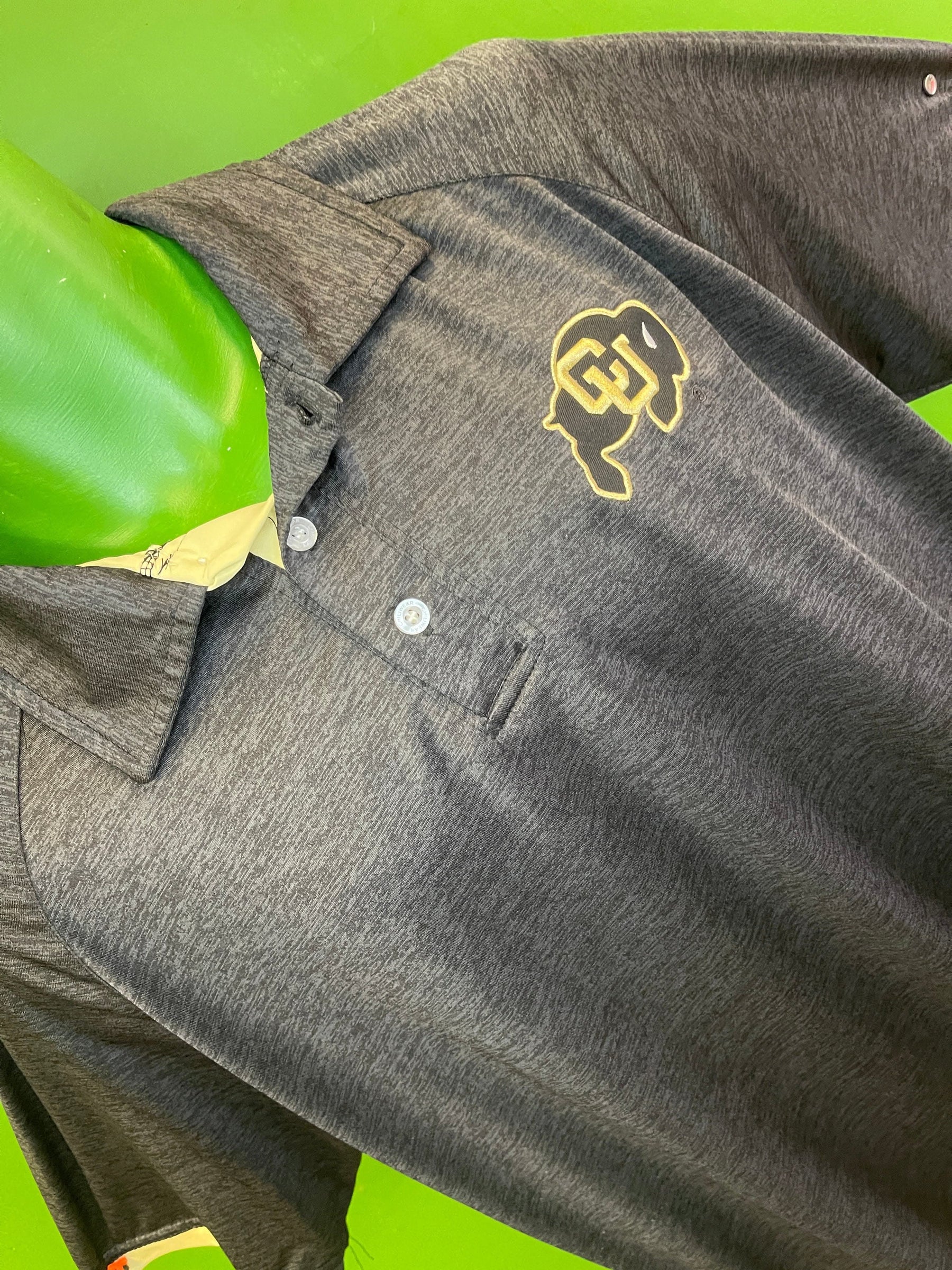 NCAA Colorado Buffaloes Grey Space Dye Golf Polo Shirt Men's Medium