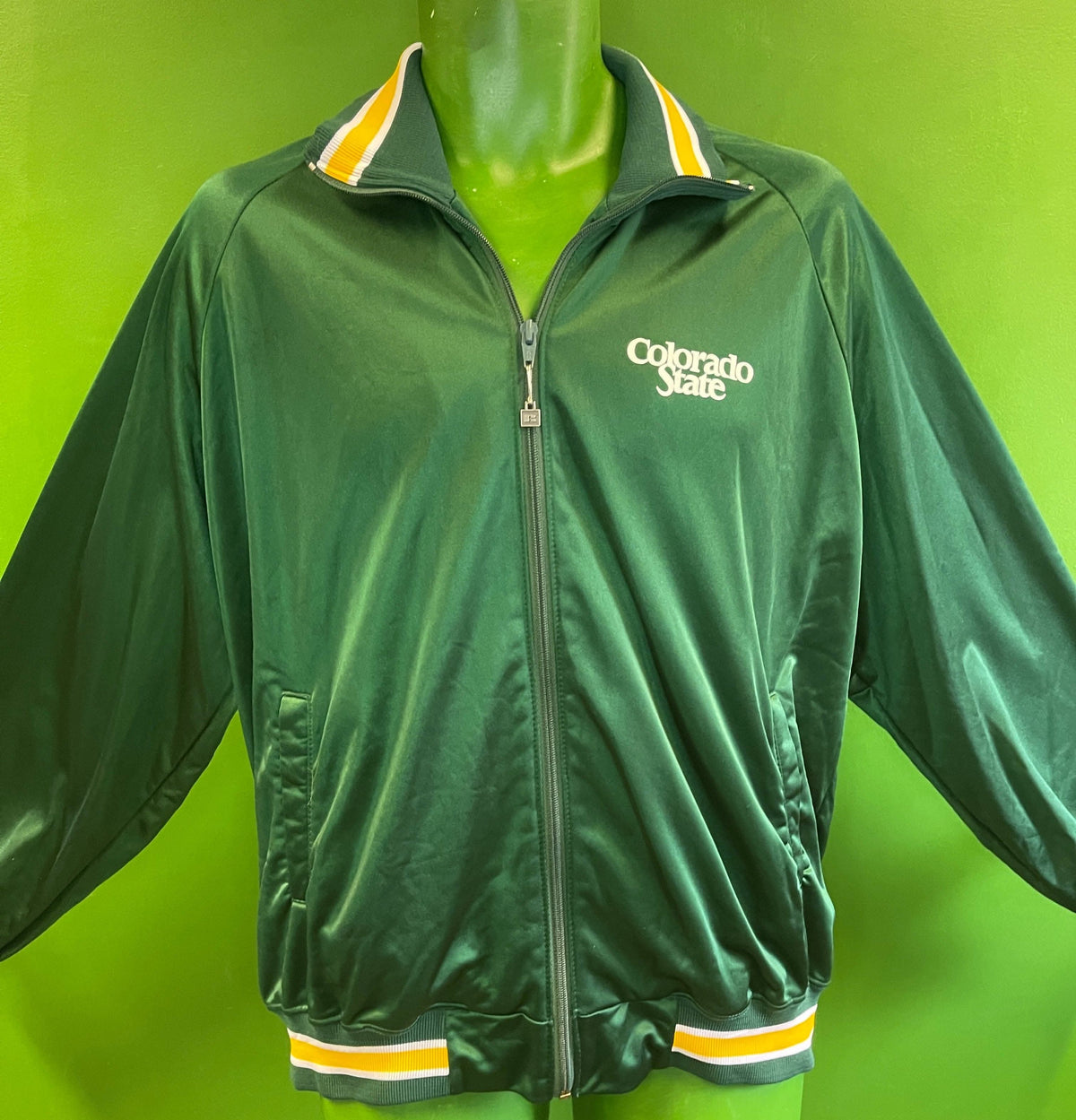 NCAA Colorado State Rams Russell Silky Green Full-Zip Bomber Jacket Men's X-Large