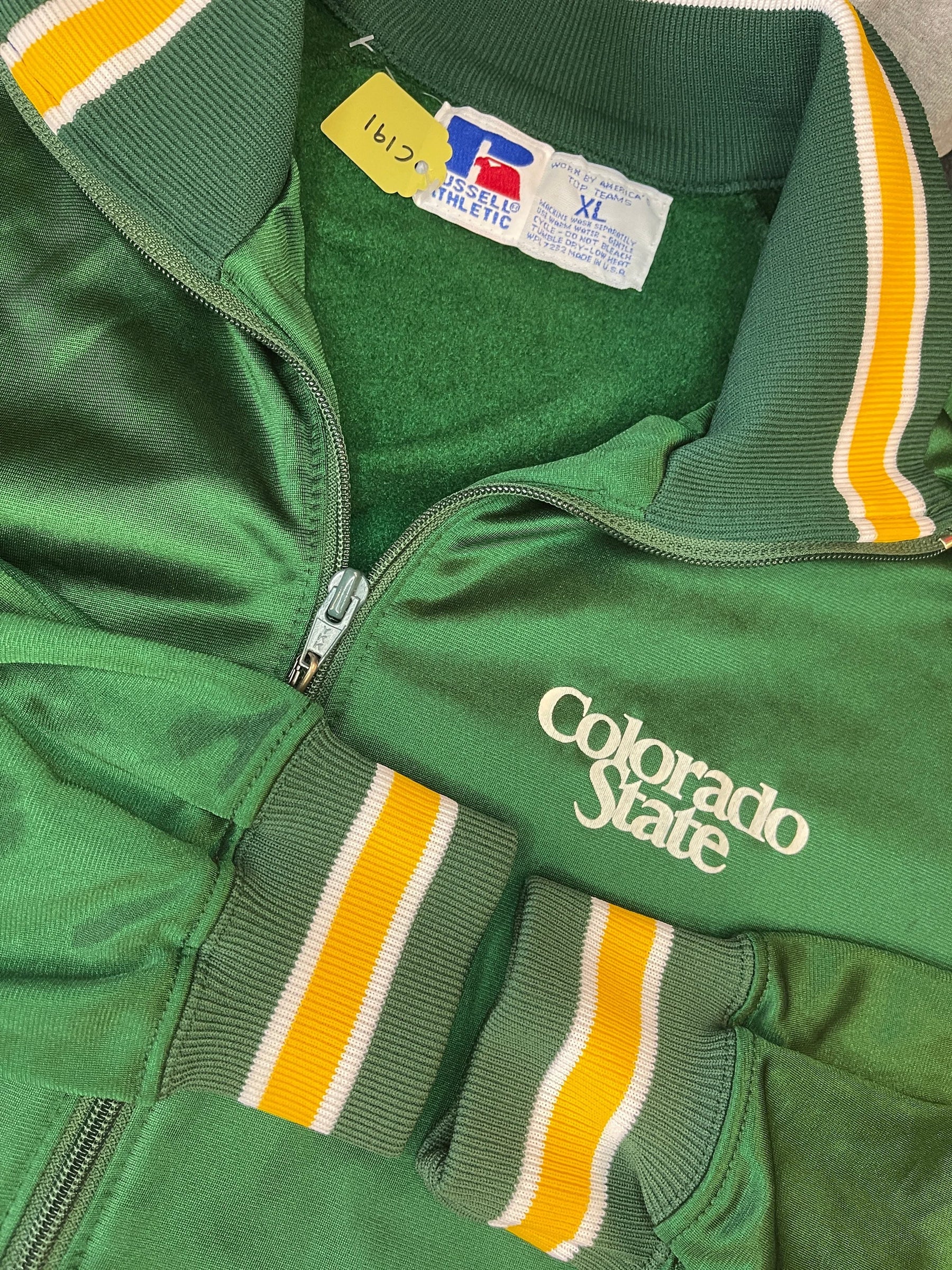 NCAA Colorado State Rams Russell Silky Green Full-Zip Bomber Jacket Men's X-Large