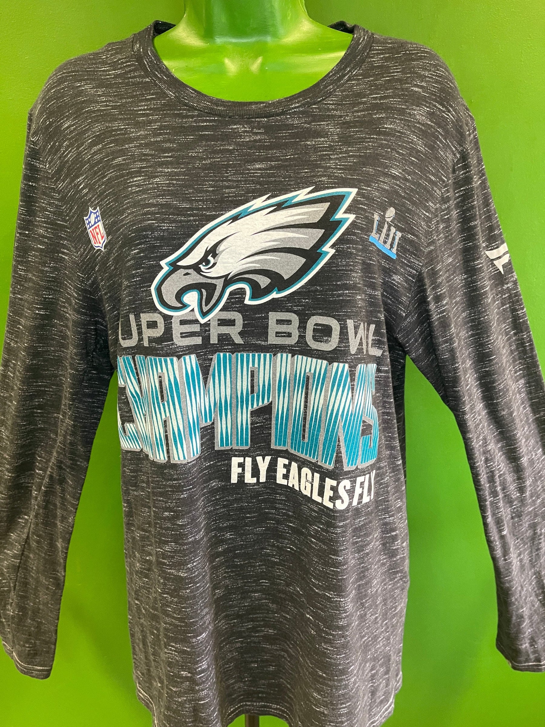 NFL Philadelphia Eagles Fanatics Super Bowl LII Space Dye L/S T-Shirt Men's Small